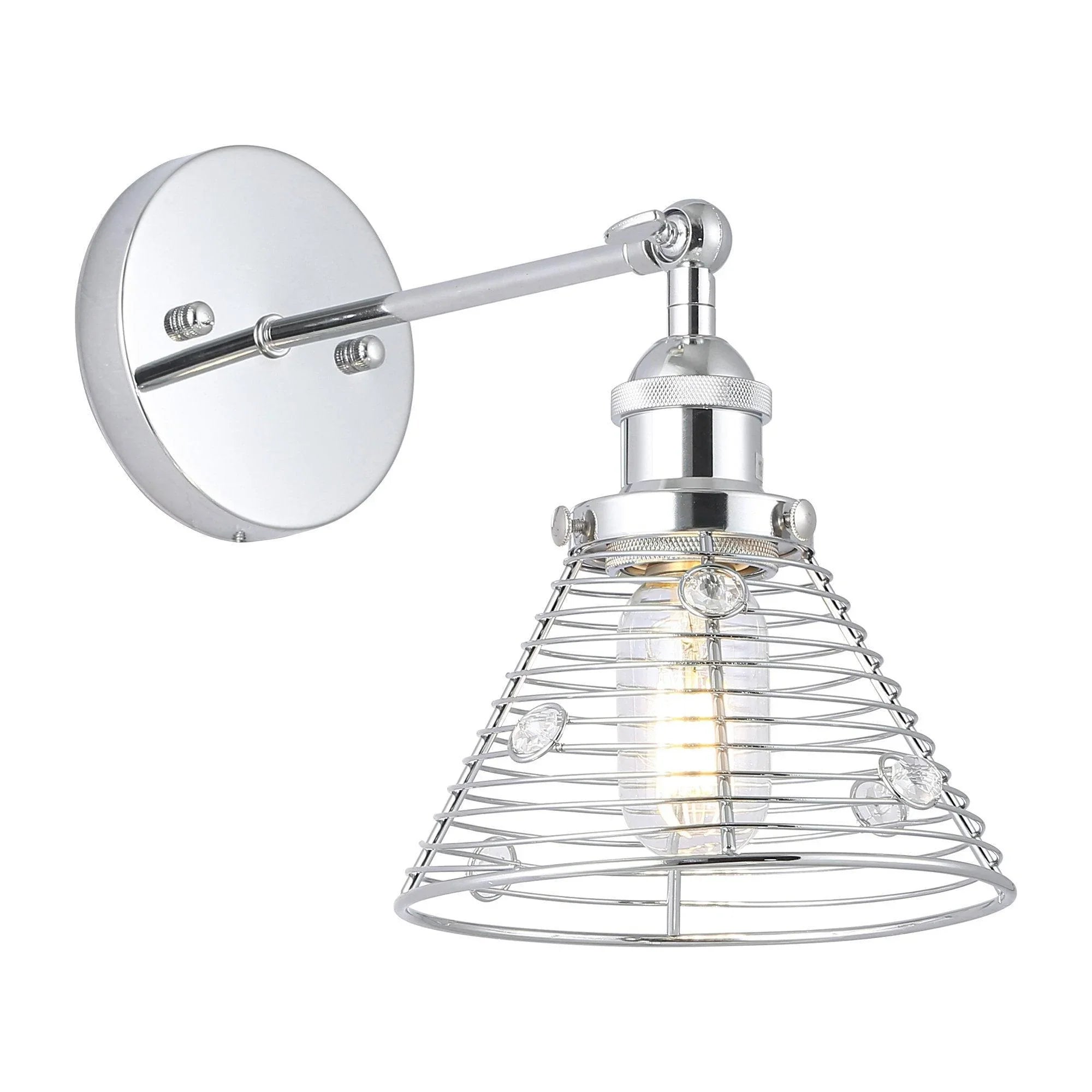 1-Light Modern Silver Wall Scone Light - ParrotUncle
