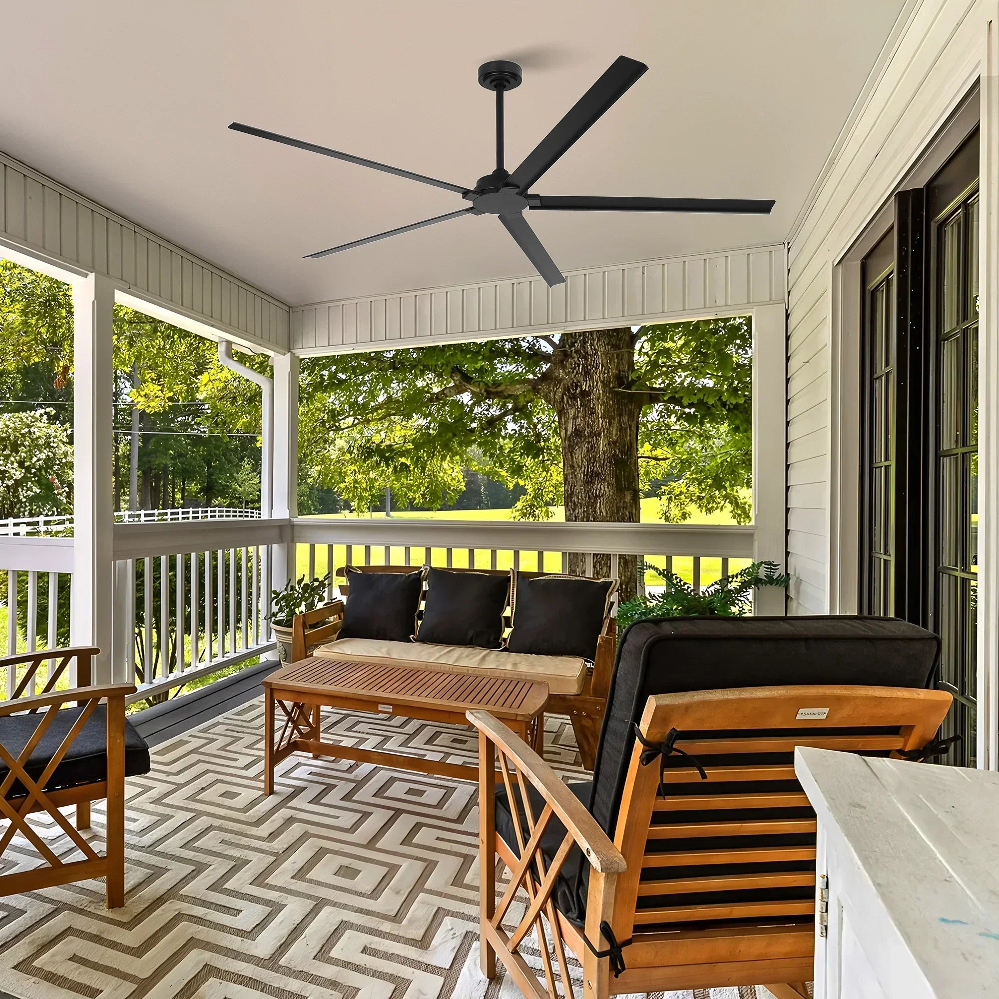 72 Inch 84 Inch Winni IPX4 Outdoor Downrod Mount Ceiling Fan with Remote Control