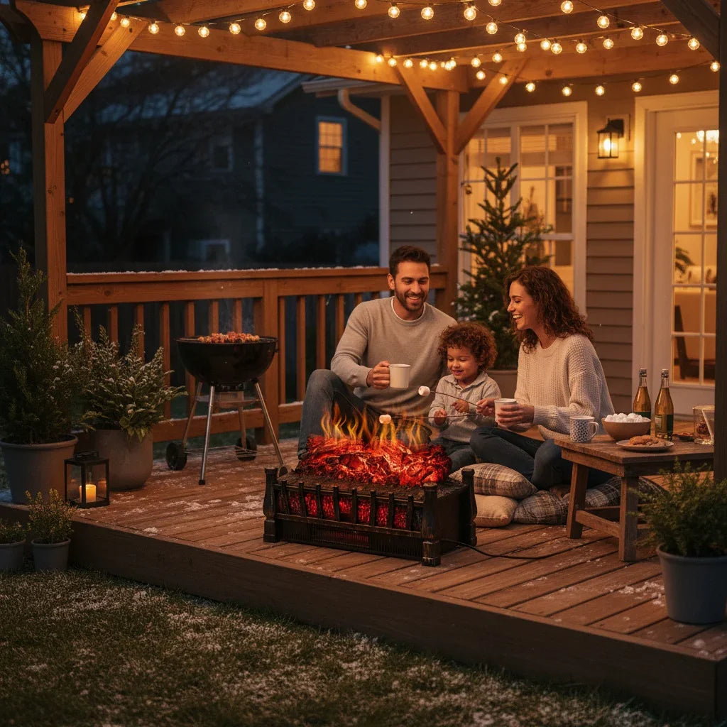 Black Insert Electric Fireplace One Heat Settings with Flame and Remote Control