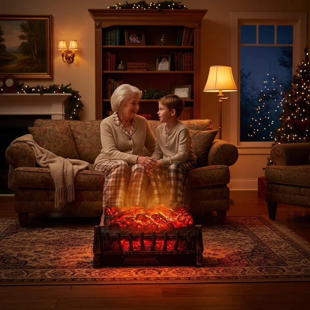 Black Insert Electric Fireplace One Heat Settings with Flame and Remote Control