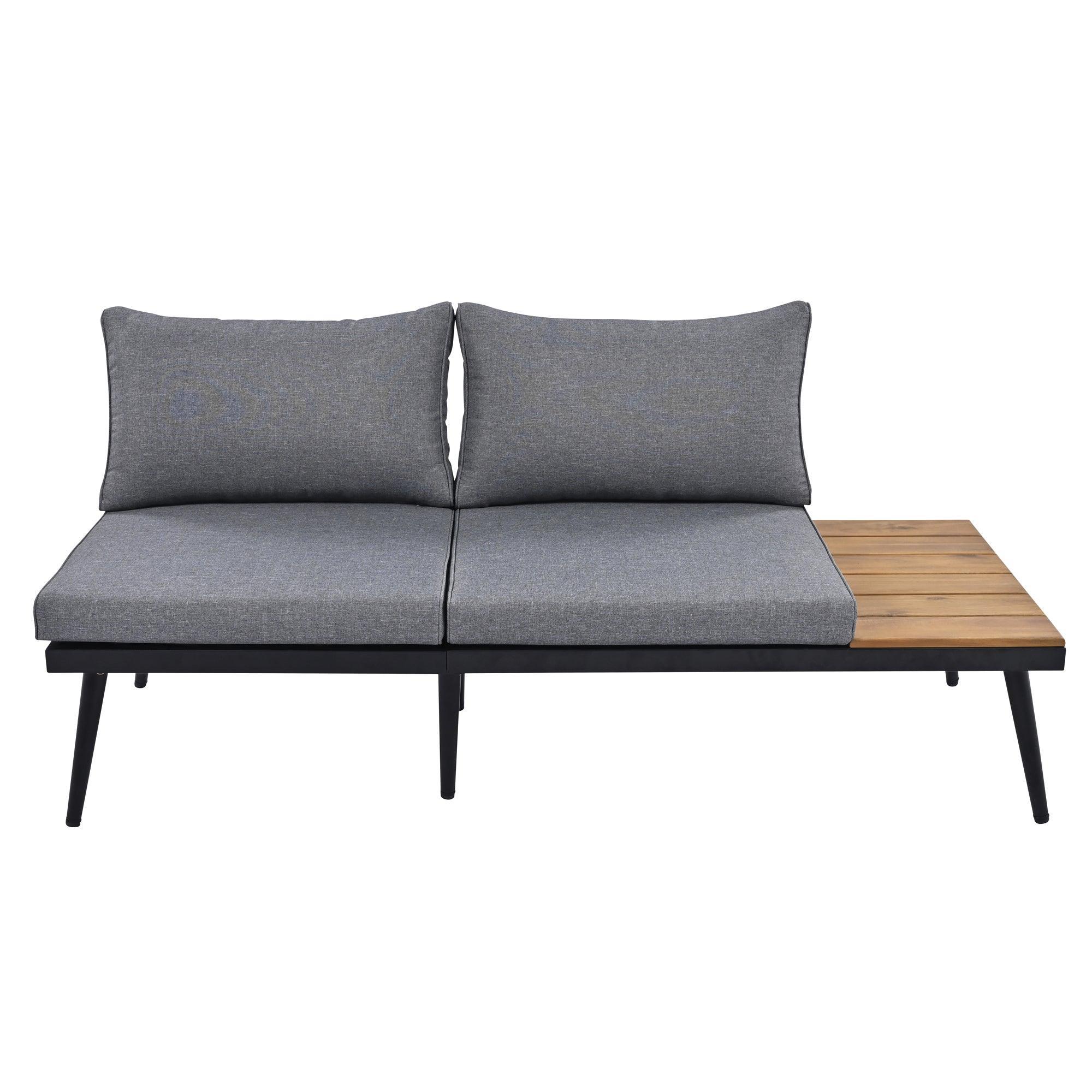 6-Piece Outdoor Sectional Sofa Set with Round Nesting Coffee Tables and Seating Sofa with Cushions for Patio, Porch and Garden