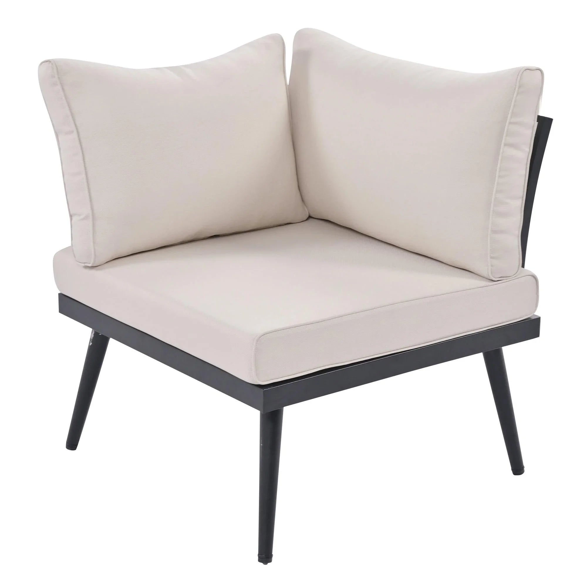 6-Piece Outdoor Sectional Sofa Set with Round Nesting Coffee Tables and Seating Sofa with Cushions for Patio, Porch and Garden