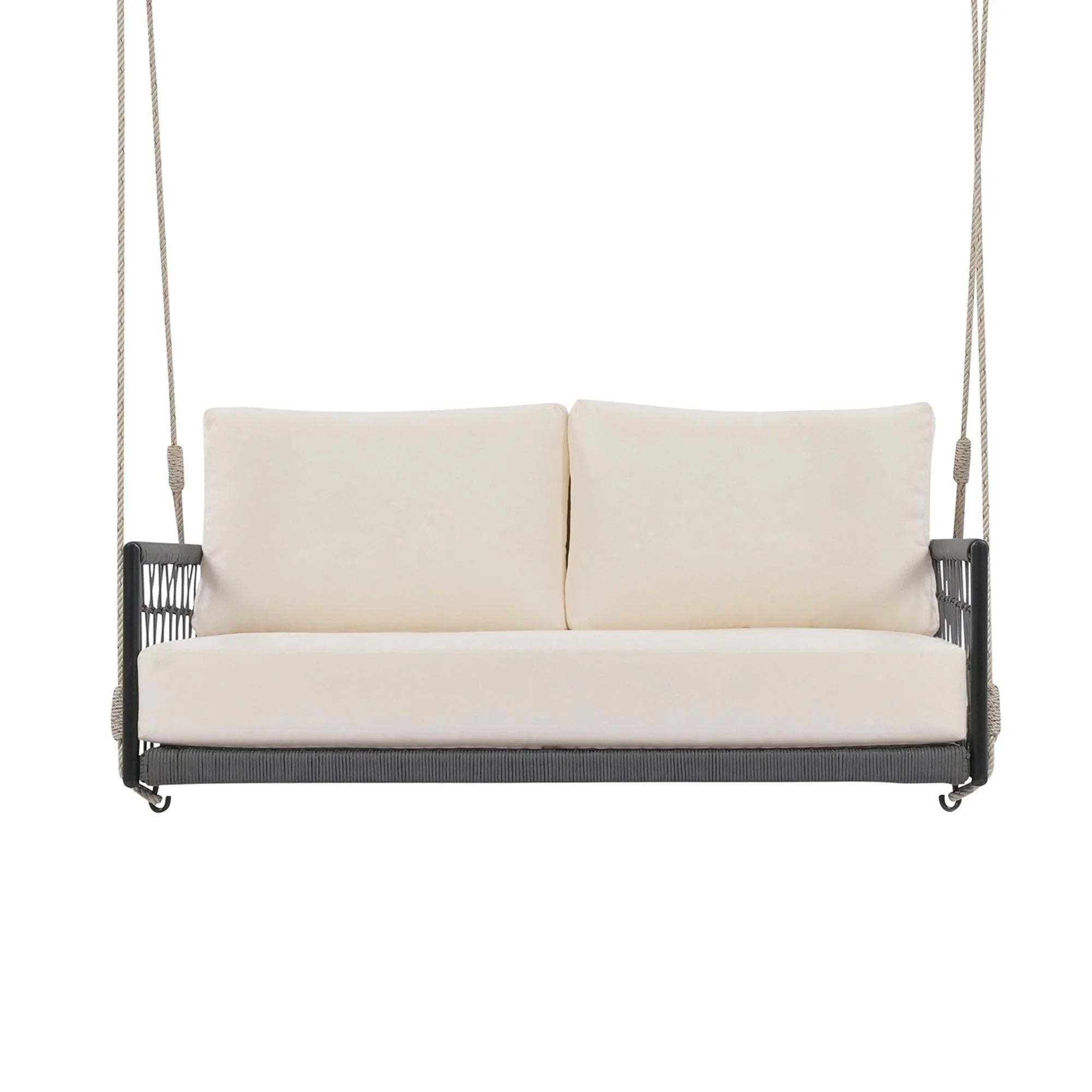 1-Piece Woven Rope Outdoor Swing Sofa with Soft Cushions Seating 2 for Patio, Courtyard and Balcony