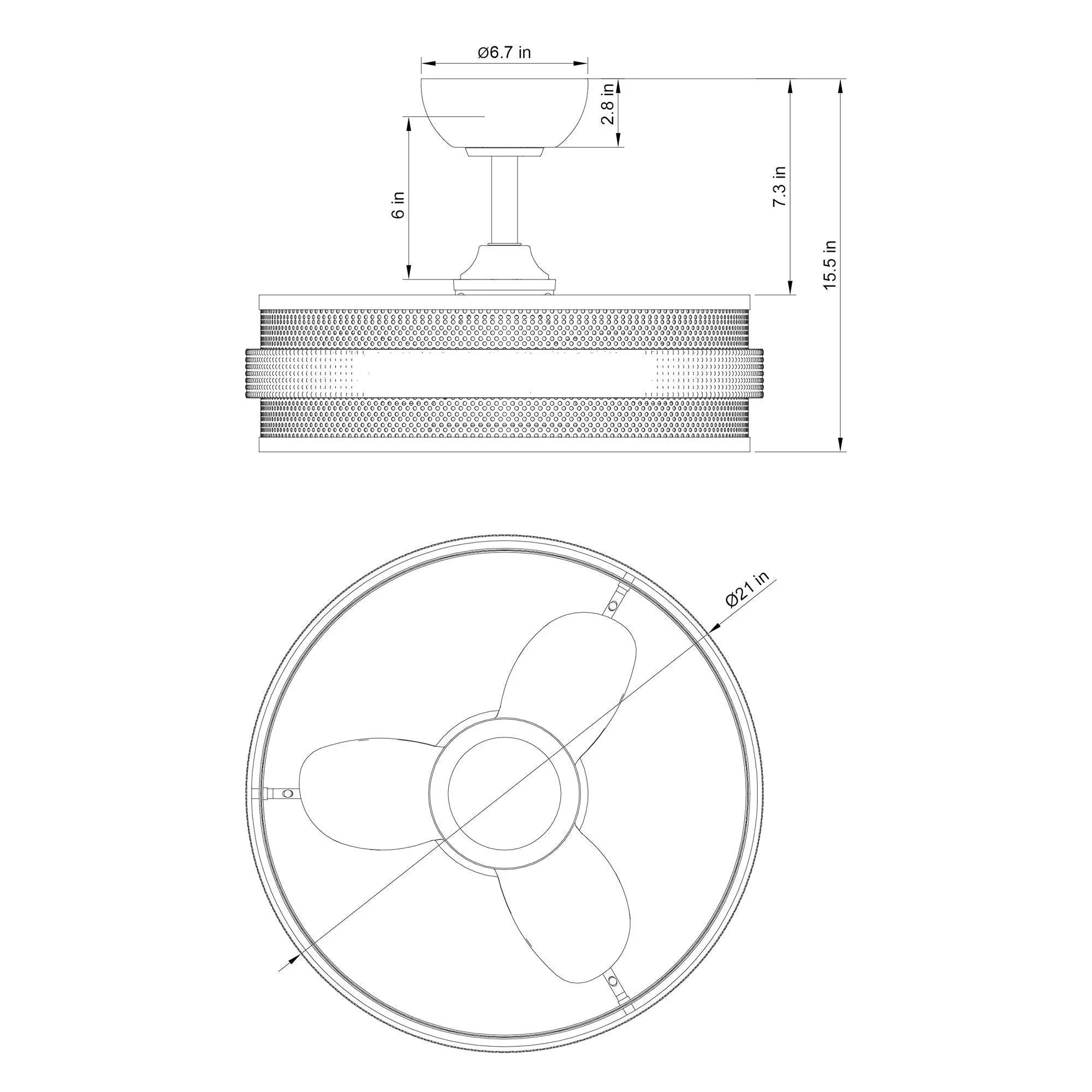 21" Nilgiri Industrial DC Motor Downrod Mount Reversible Ceiling Fan with LED Lighting and Remote Control - ParrotUncle