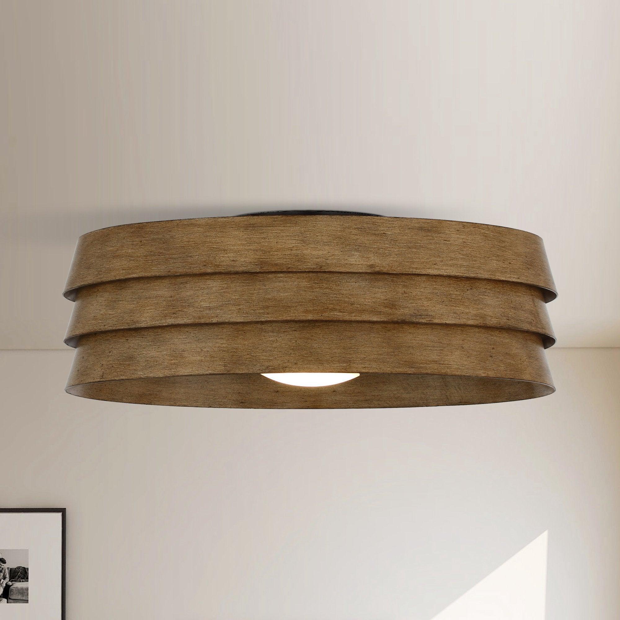 22" Farmhouse Flush Mount Reversible Ceiling Fan with LED Lighting and Remote Control - ParrotUncle