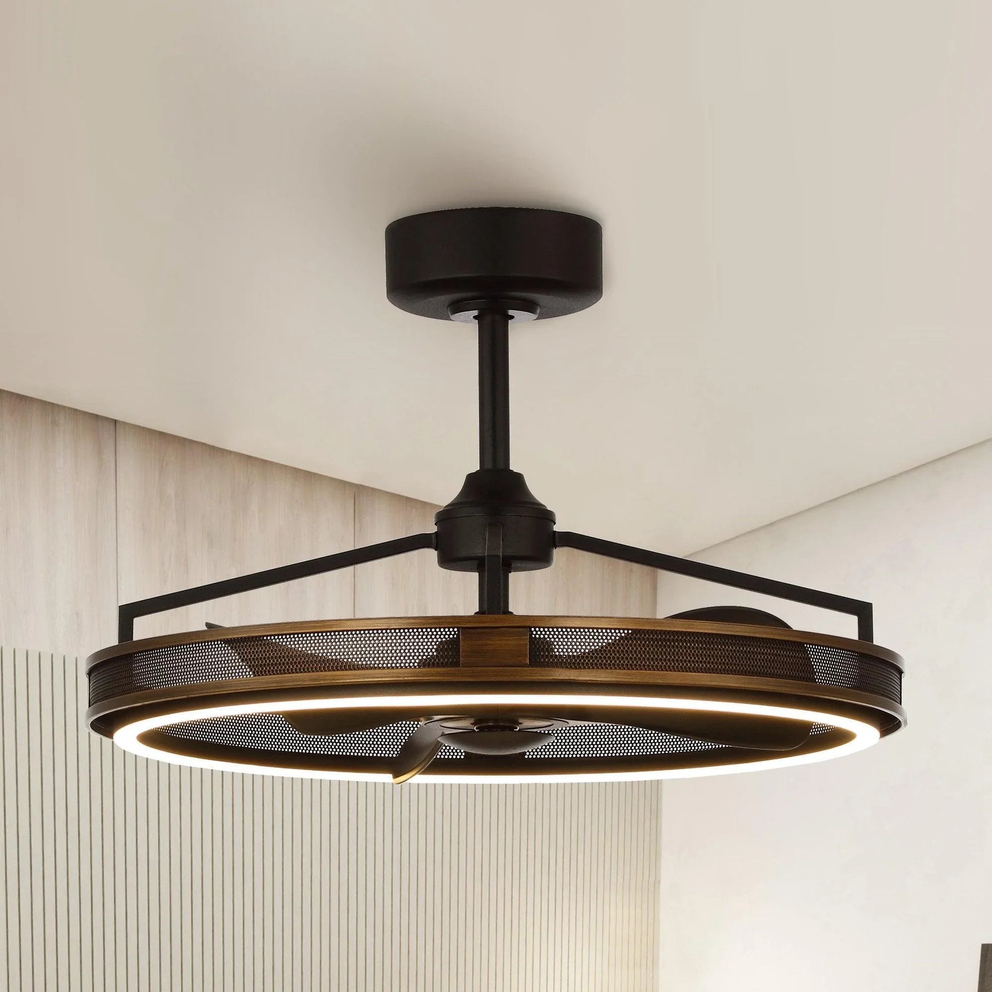 27" Jarpur Farmhouse Downrod Mount Ceiling Fan with LED Lighting and Remote Control - ParrotUncle