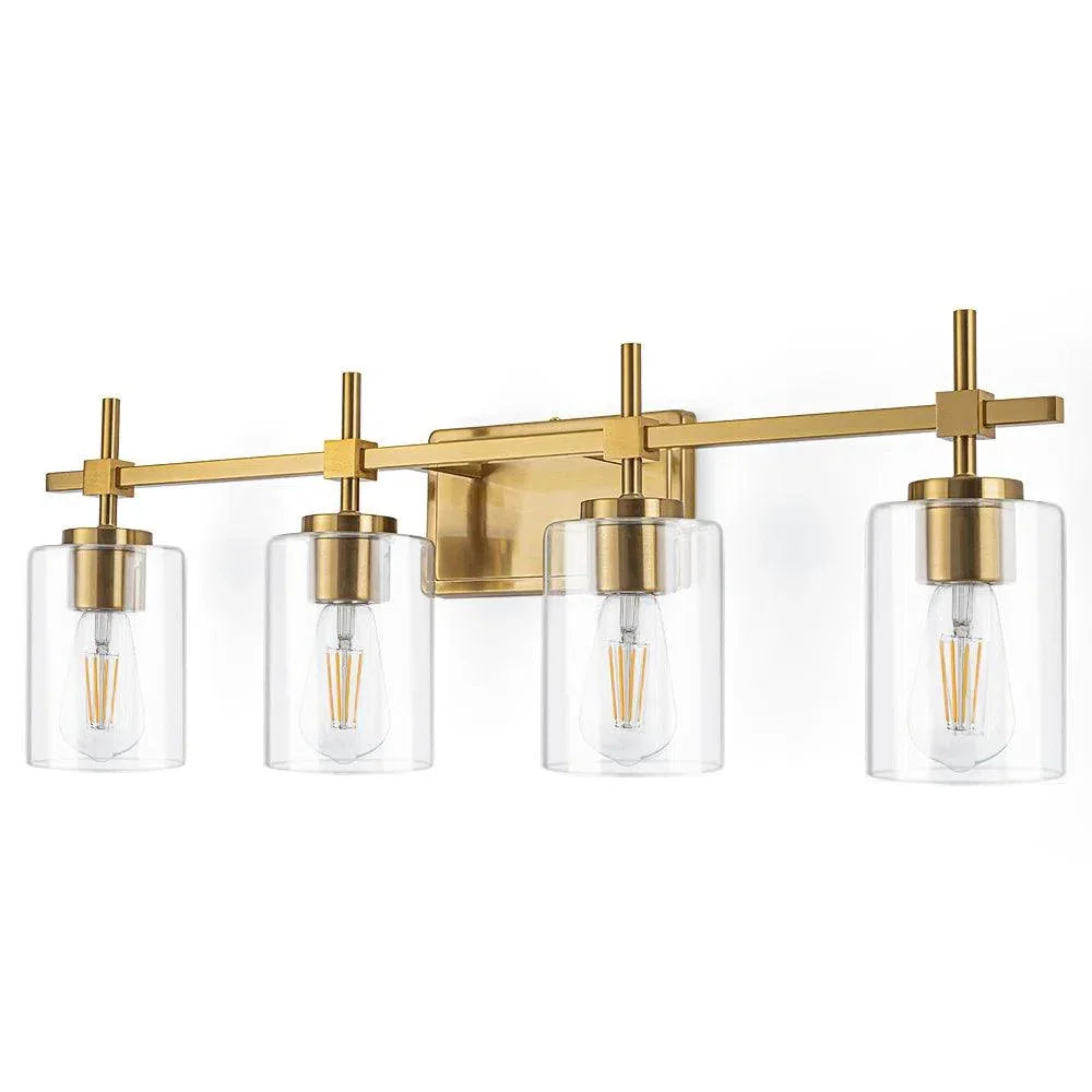 Jasper Black & Gold Clear Glass 4-Light Bathroom Vanity Light