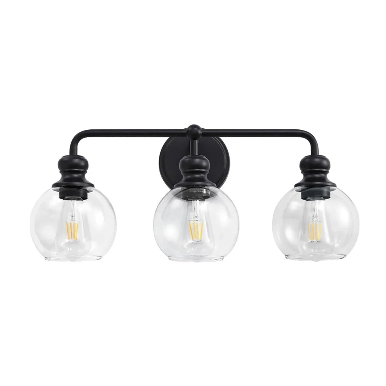 Irvine Black Modern Clear Glass 3-Light Vanity Light