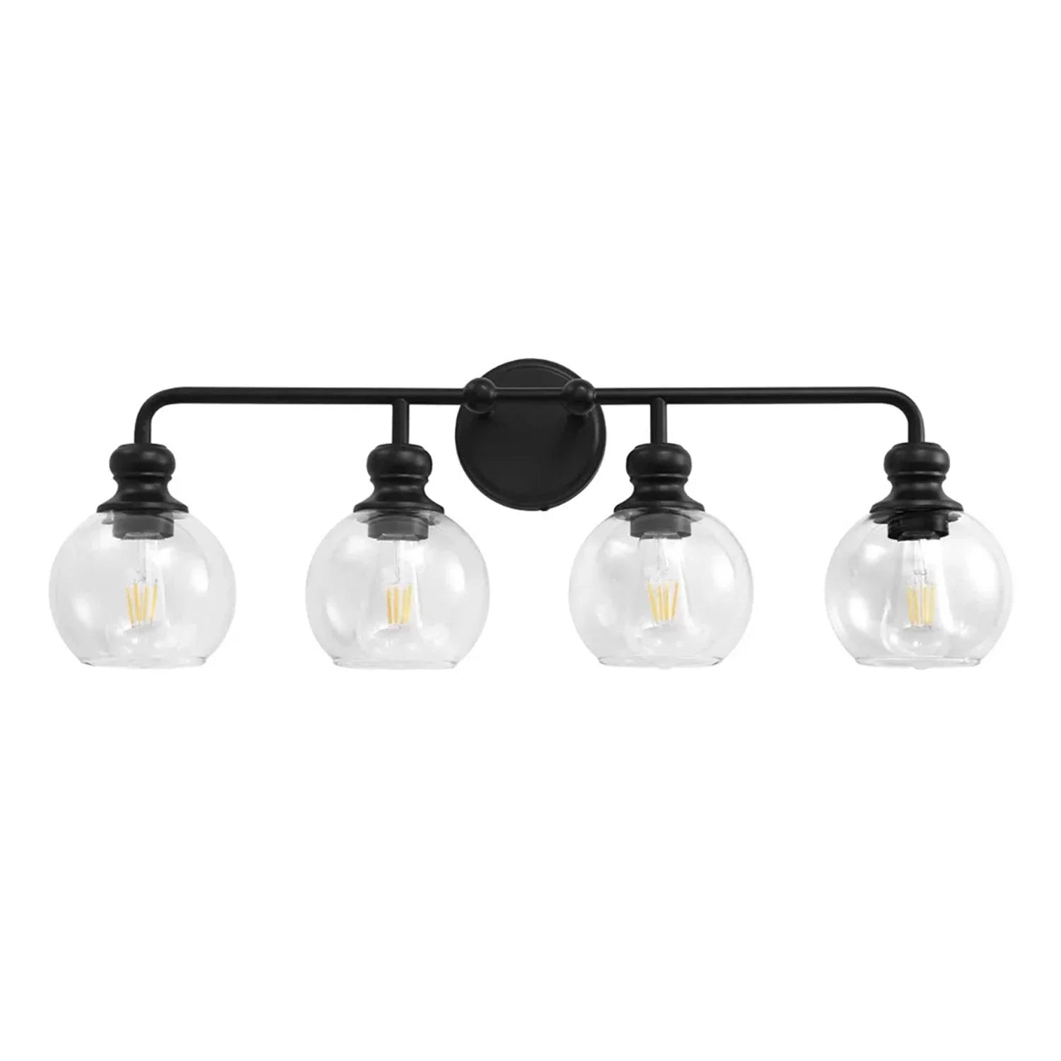 Irvine Black Modern Clear Glass 4-Light Vanity Light