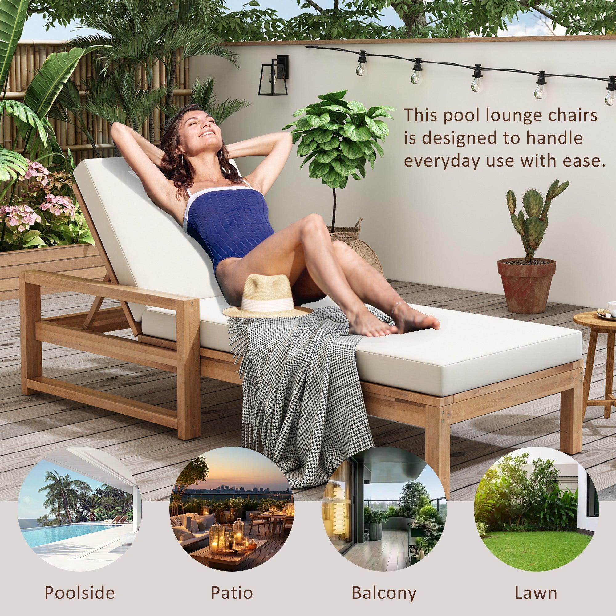 Outdoor Lounge Chairs, 5-Position Chaise Lounge Outdoor, Patio Chaise Lounge with Cushion & Adjustable Backrest, Pool Lounge Chairs for Backyard, Deck, and Lawn