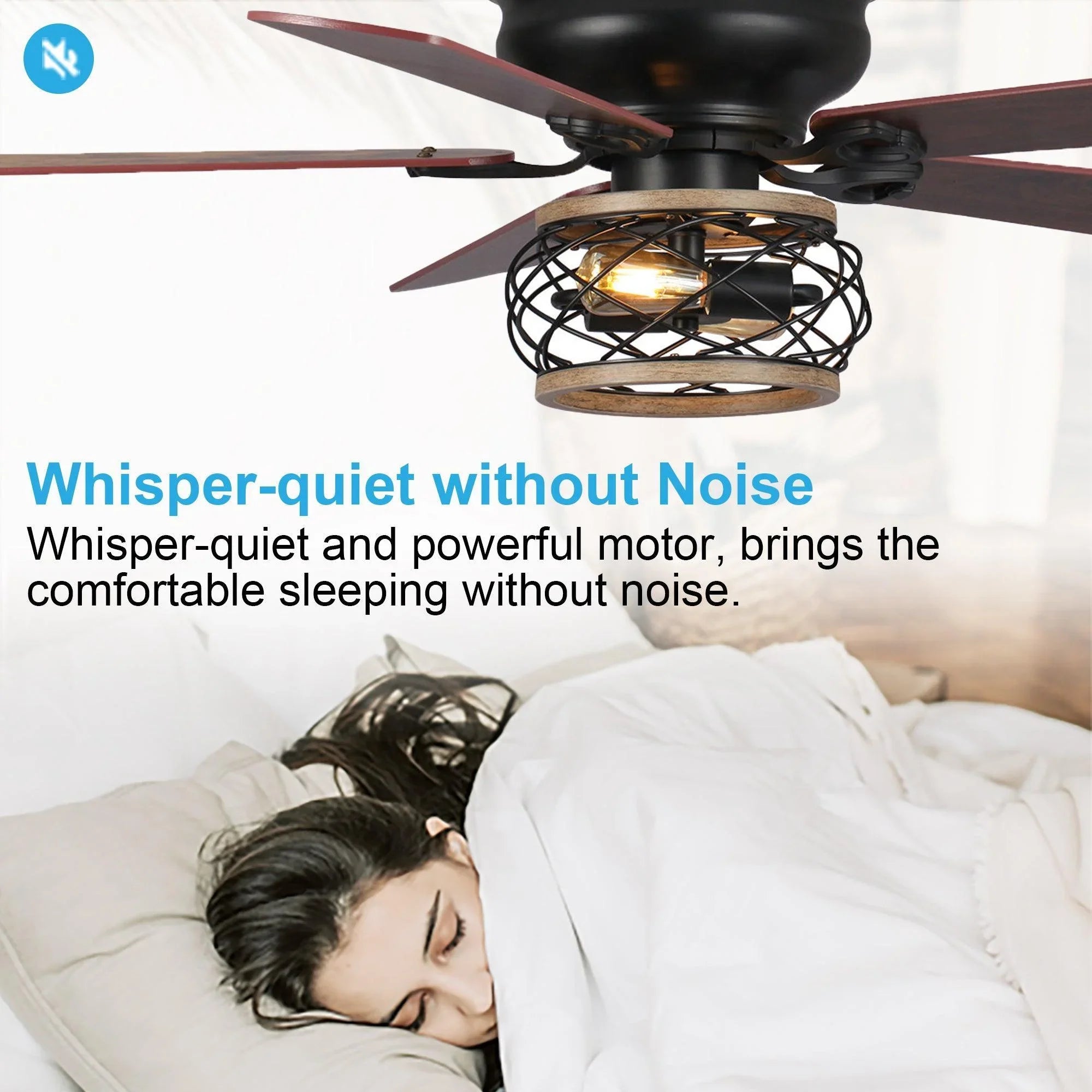 48"Antwerp Farmhouse Flush Mount Reversible Ceiling Fan with Lighting and Remote Control - ParrotUncle