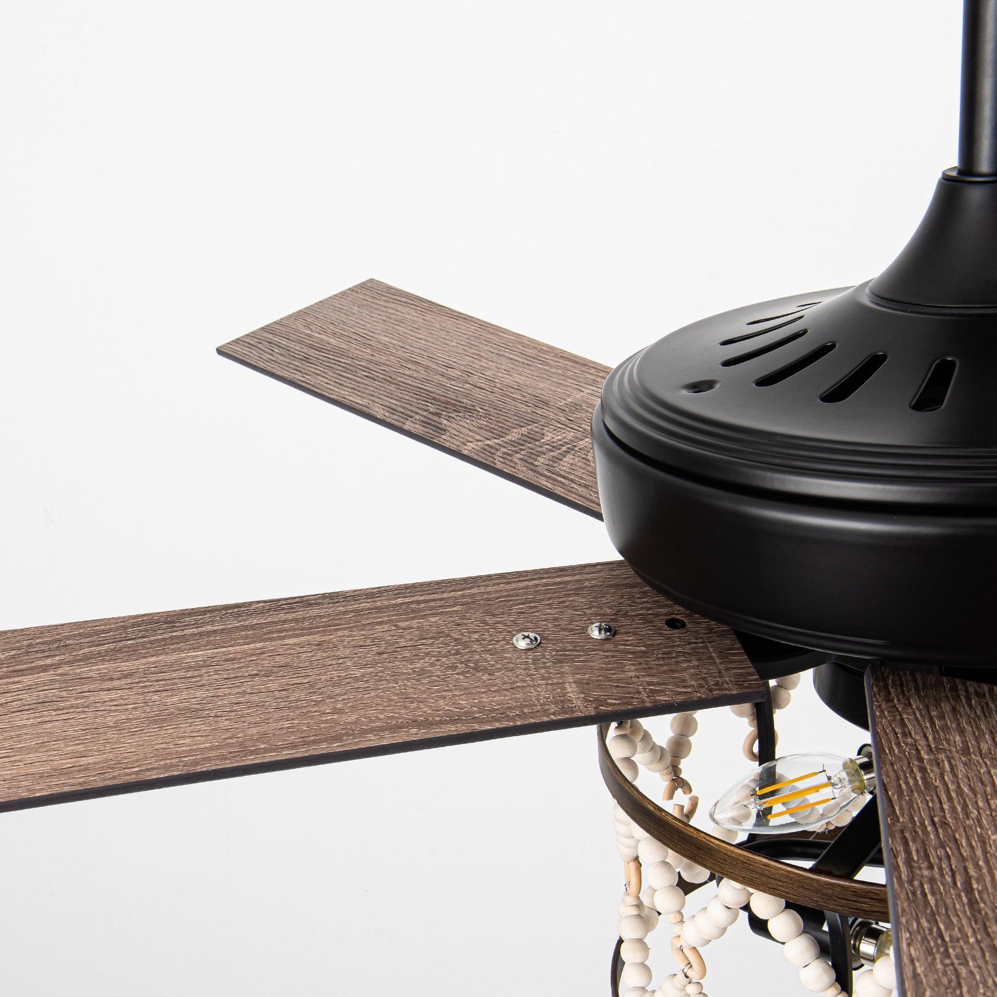 52" New Delhi Industrial Downrod Mount Reversible Ceiling Fan with Lighting and Remote Control - ParrotUncle