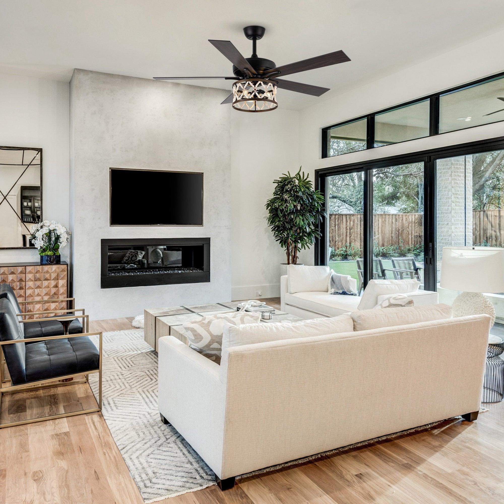 52" New Delhi Industrial Downrod Mount Reversible Ceiling Fan with Lighting and Remote Control - ParrotUncle