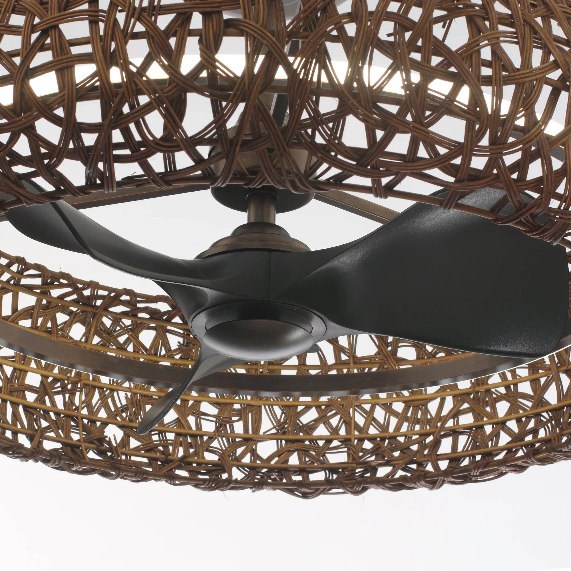 Perimost 35 Inch Golden Bronze Downrod Mount Luxury Fandelier with Light and Remote Control
