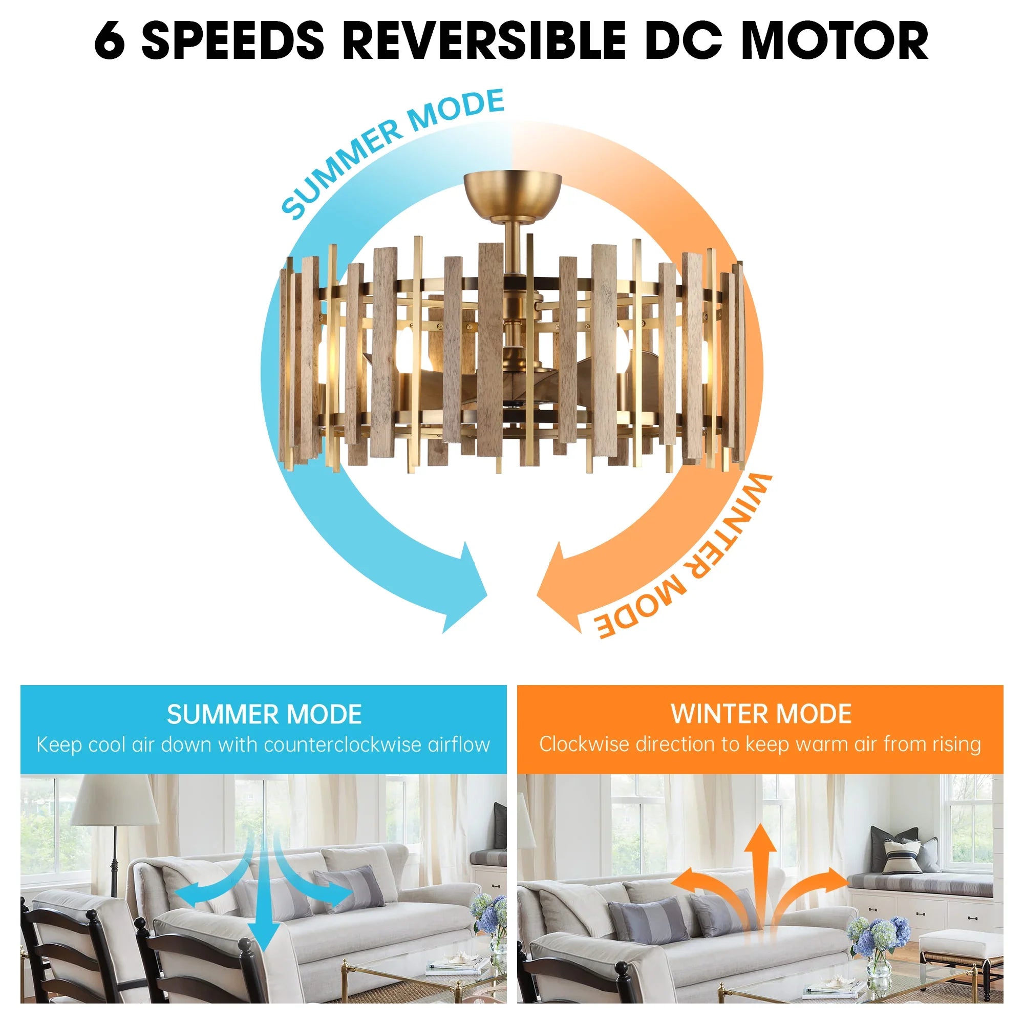 Perimost 31 Inch Electroplated Golden Downrod Mount Luxury Fandelier with Light and Remote Control