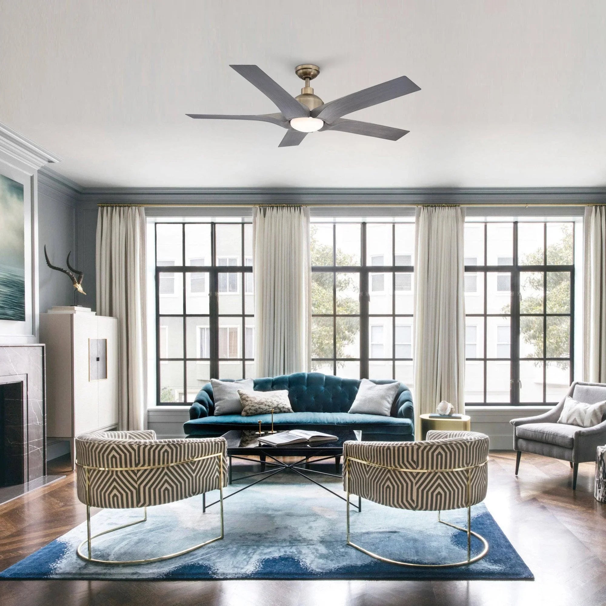 56" Genoa Modern DC Motor Downrod Mount Reversible Ceiling Fan with Lighting and Remote Control - ParrotUncle