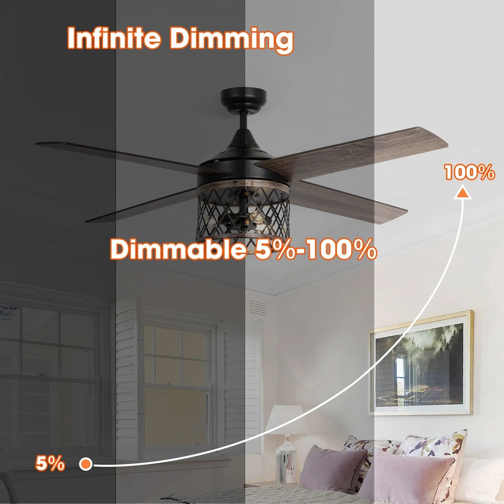 52" Mirelle Indoor Black Downrod Mounting Ceiling Fan with Light Kit and Remote
