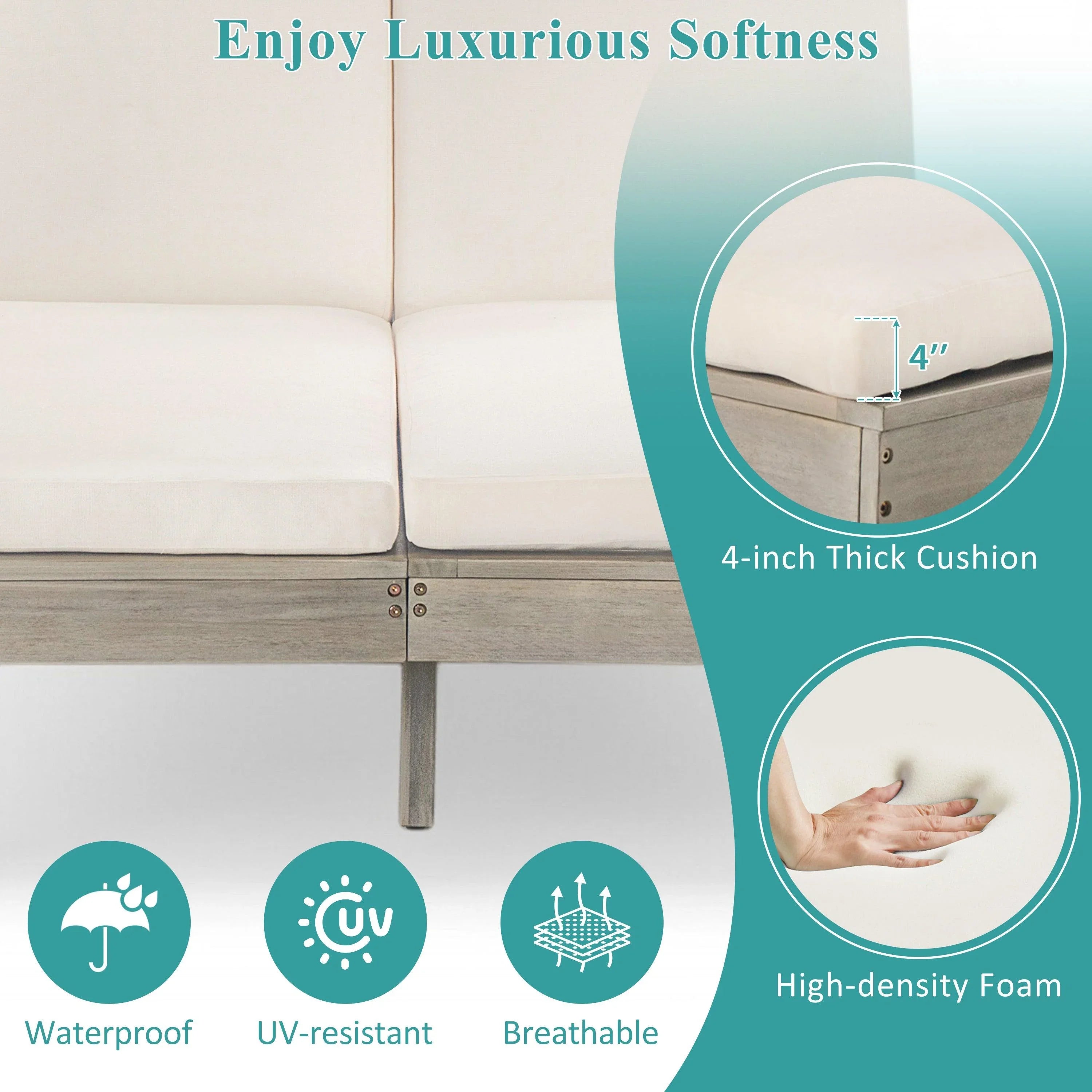 5-Position Adjustable Backrest Outdoor Chaise Lounge Daybed with Cushion and Folding Side Trays for 2 People, Poolside Garden