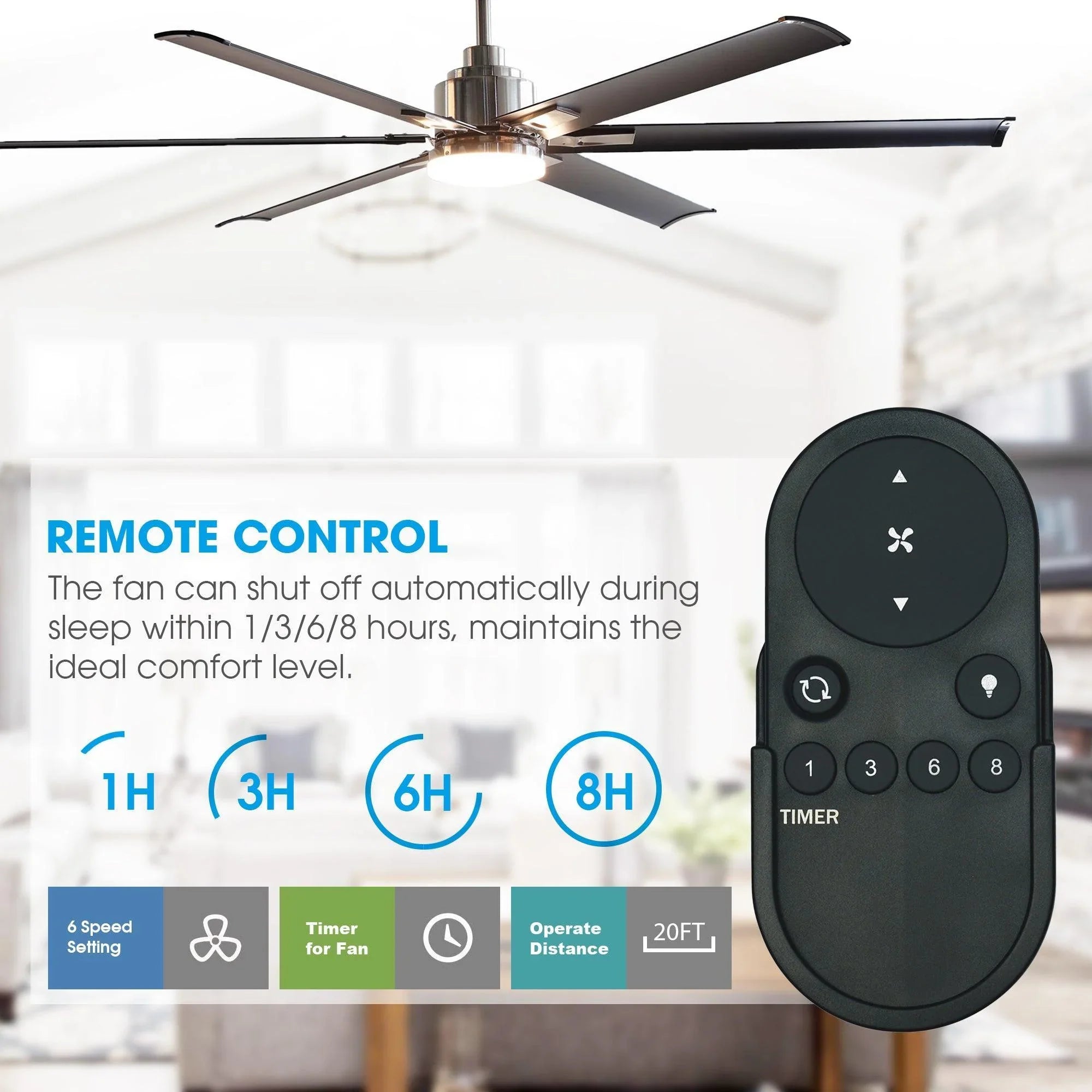 72" Bankston Modern DC Motor Downrod Mount Reversible Ceiling Fan with Lighting and Remote Control - ParrotUncle