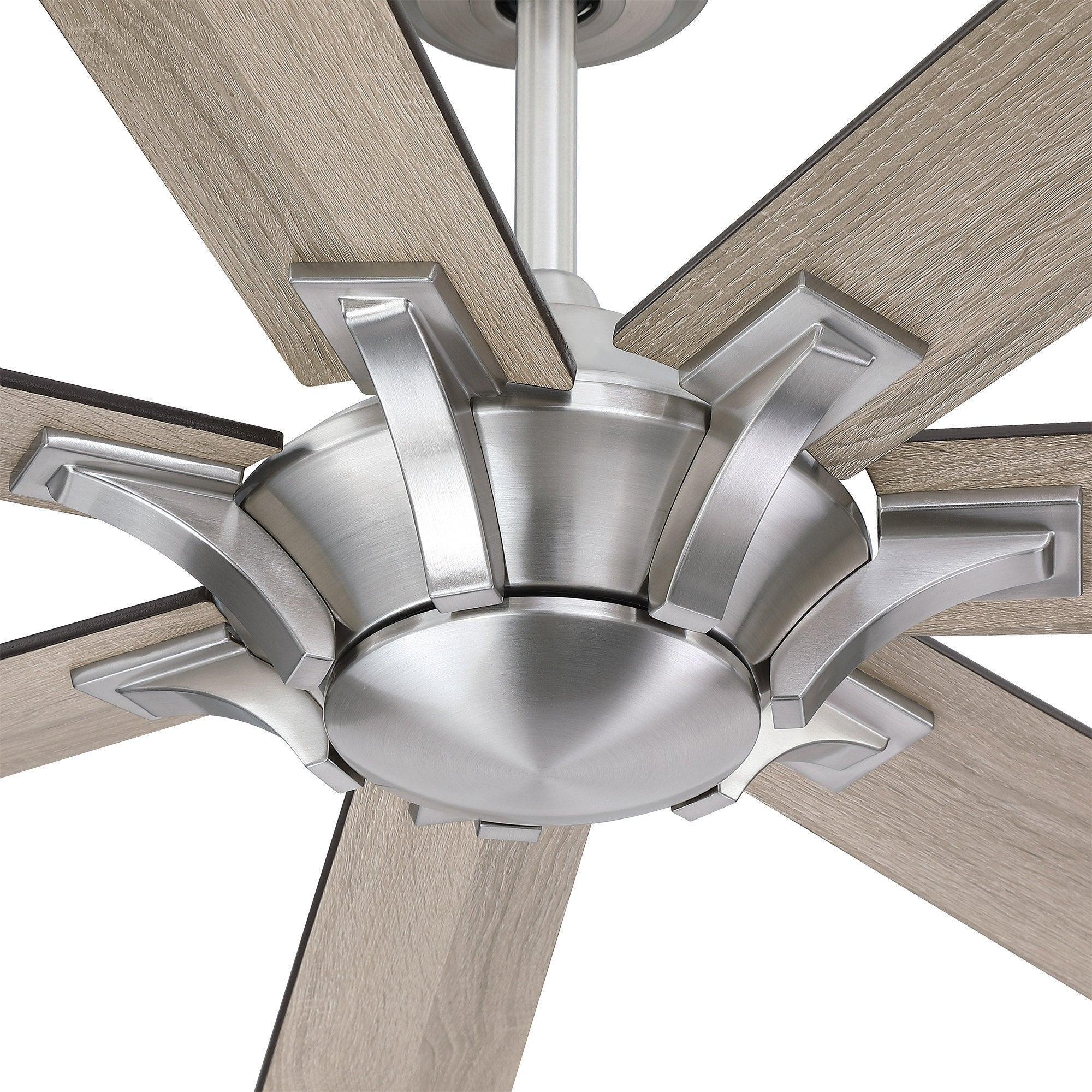 72" Modern DC Motor Brushed Nickel Downrod Mount Reversible Ceiling Fan with Remote Control - ParrotUncle