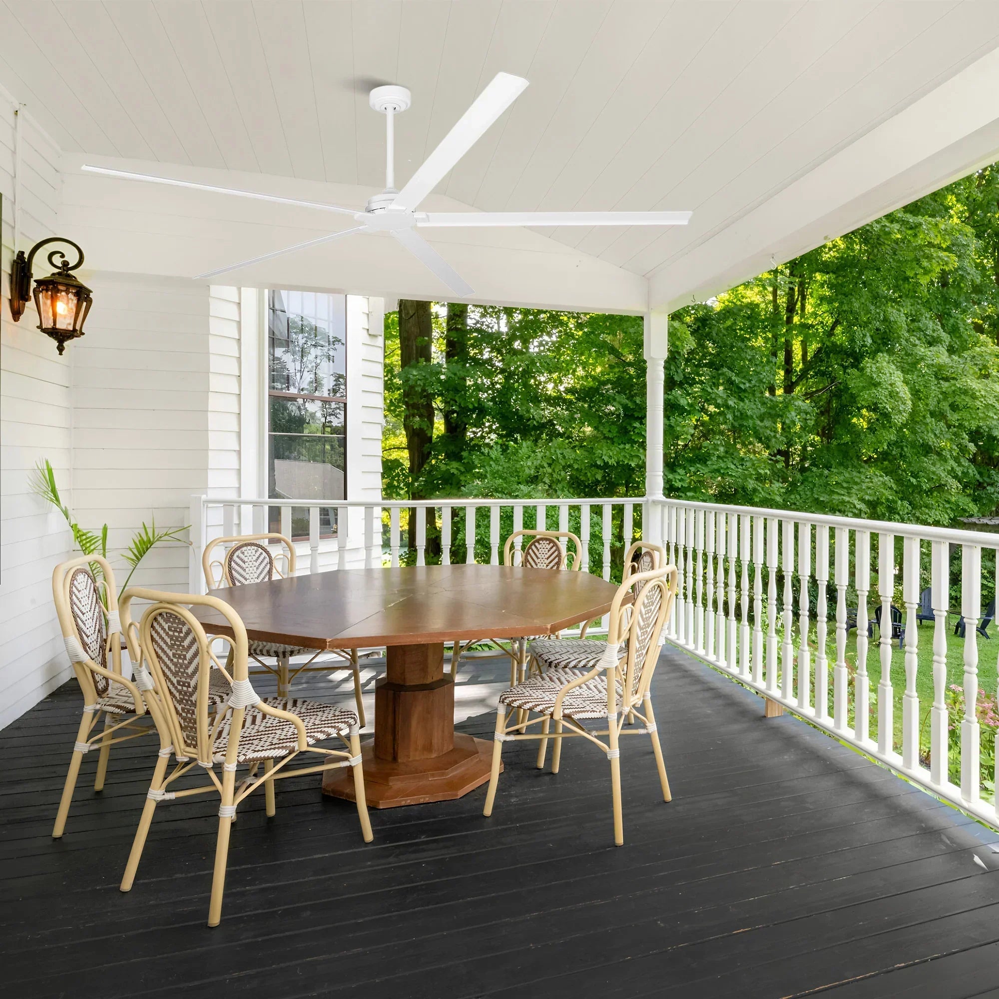 72 Inch 84 Inch Winni IPX4 Outdoor Downrod Mount Ceiling Fan with Remote Control