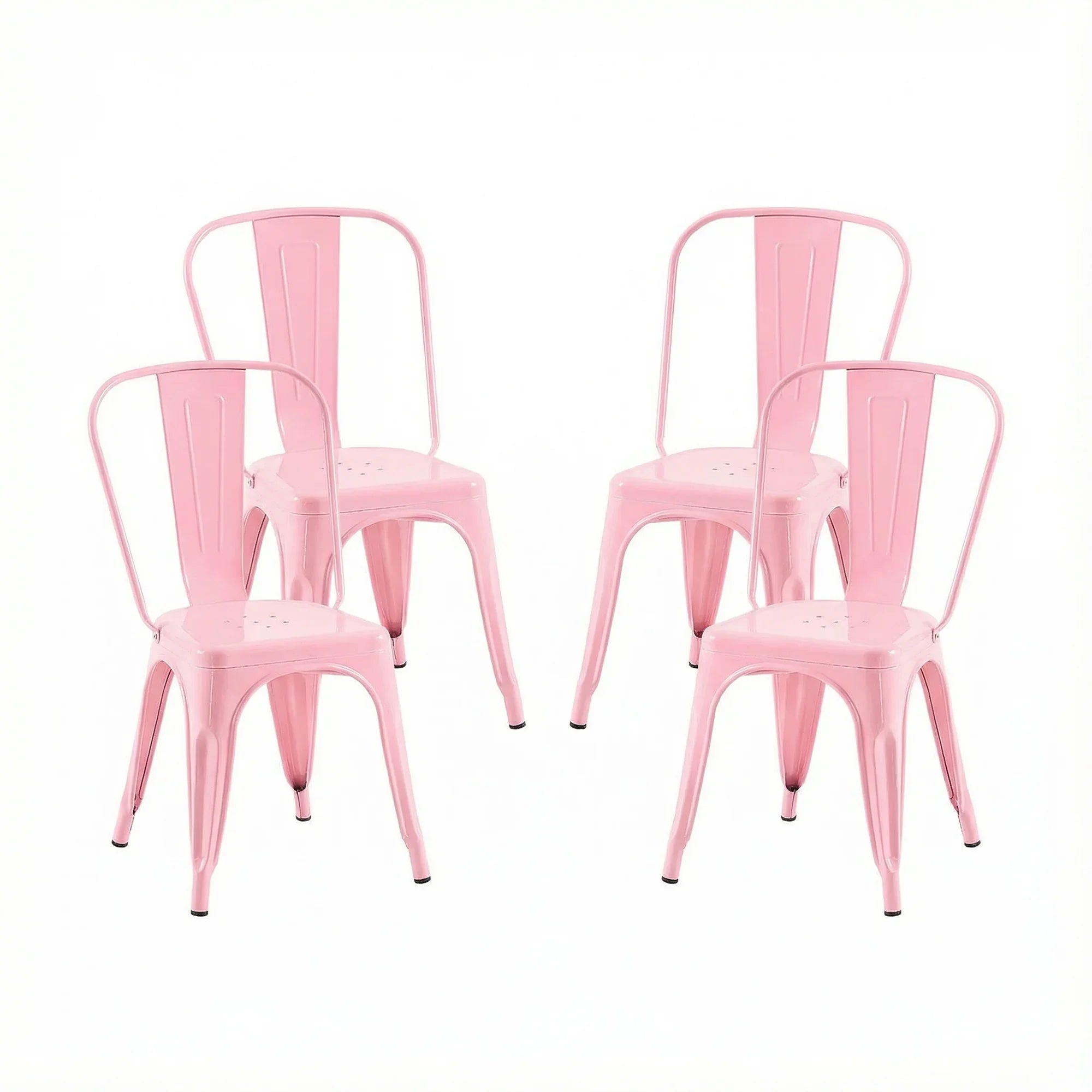Set of 4 Industrial Metal Stackable Dining Chairs Indoor Outdoor for Kitchen, Cafe Bar