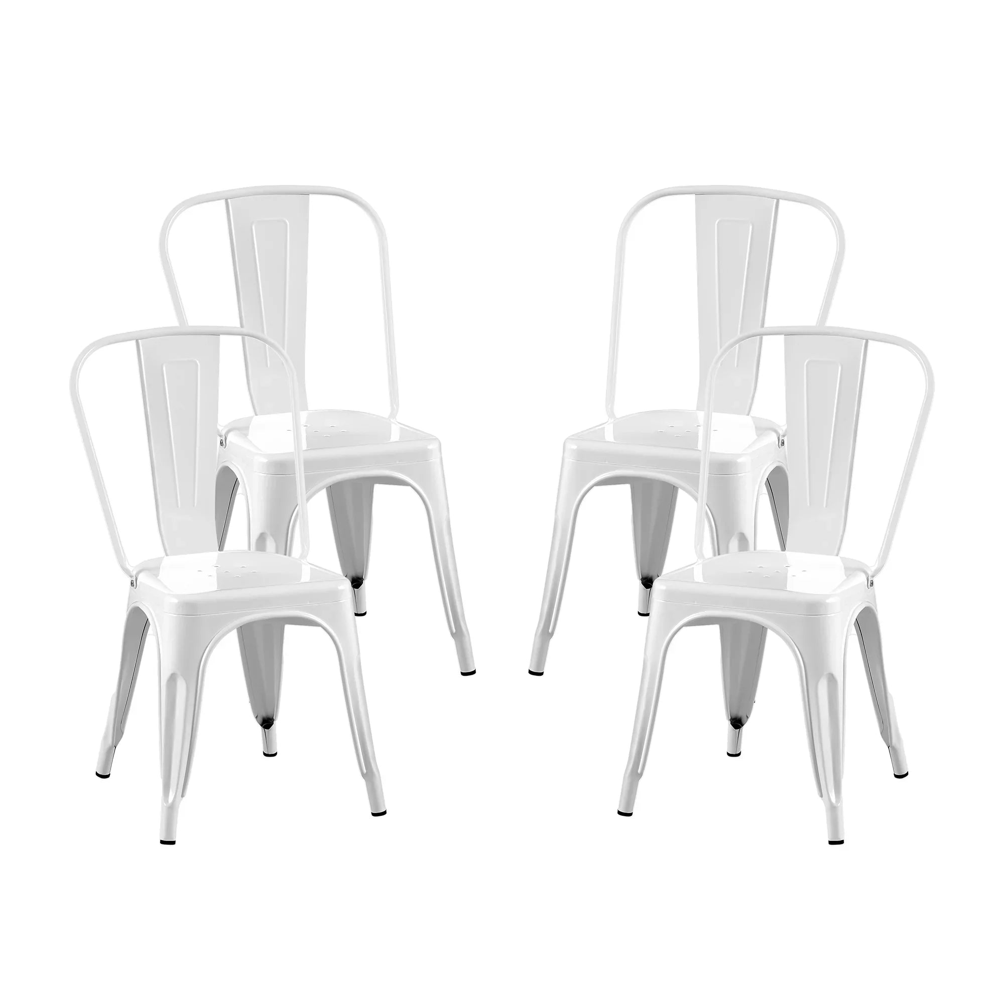Set of 4 Industrial Metal Stackable Dining Chairs Indoor Outdoor for Kitchen, Cafe Bar