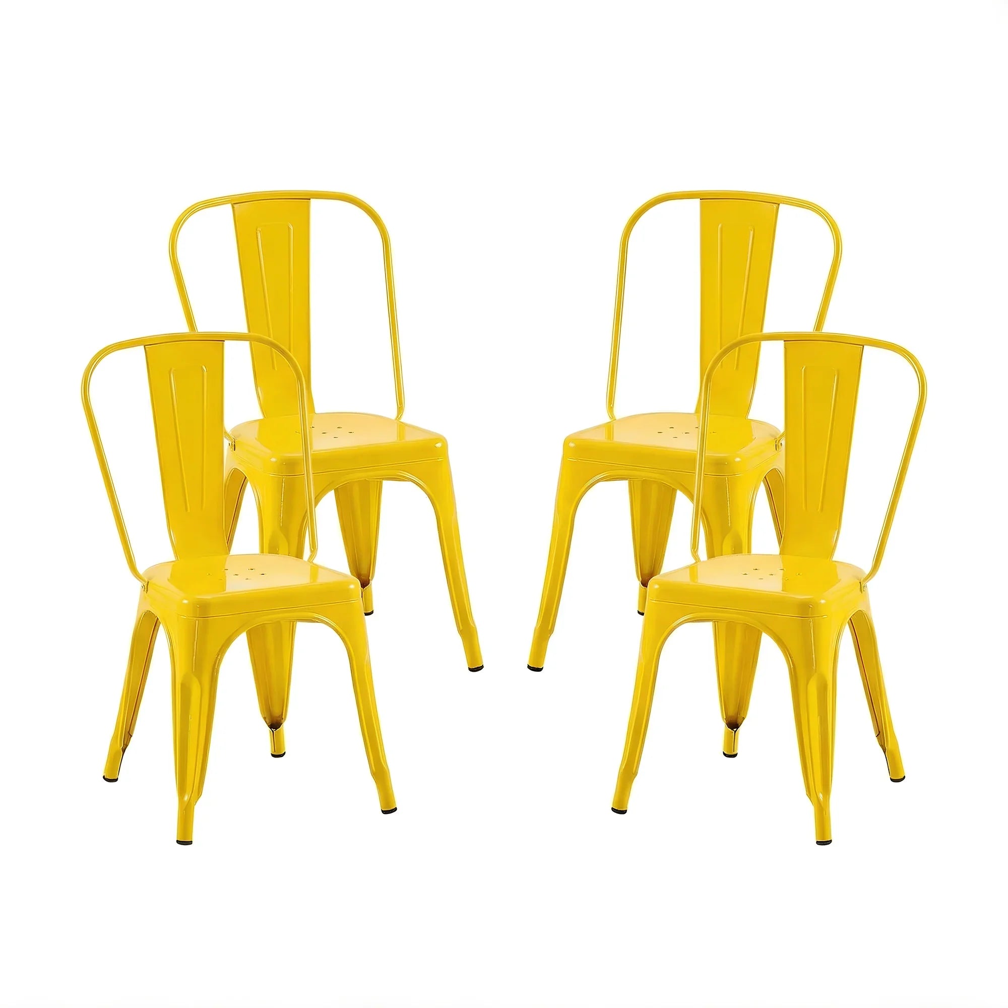 Set of 4 Industrial Metal Stackable Dining Chairs Indoor Outdoor for Kitchen, Cafe Bar