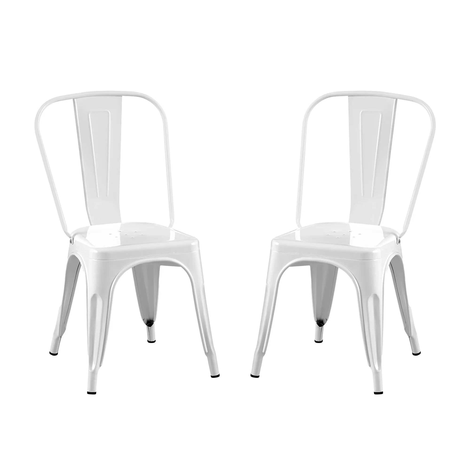 Set of 2 Industrial Metal Stackable Dining Chairs Indoor Outdoor for Kitchen Restaurant Cafe Bar
