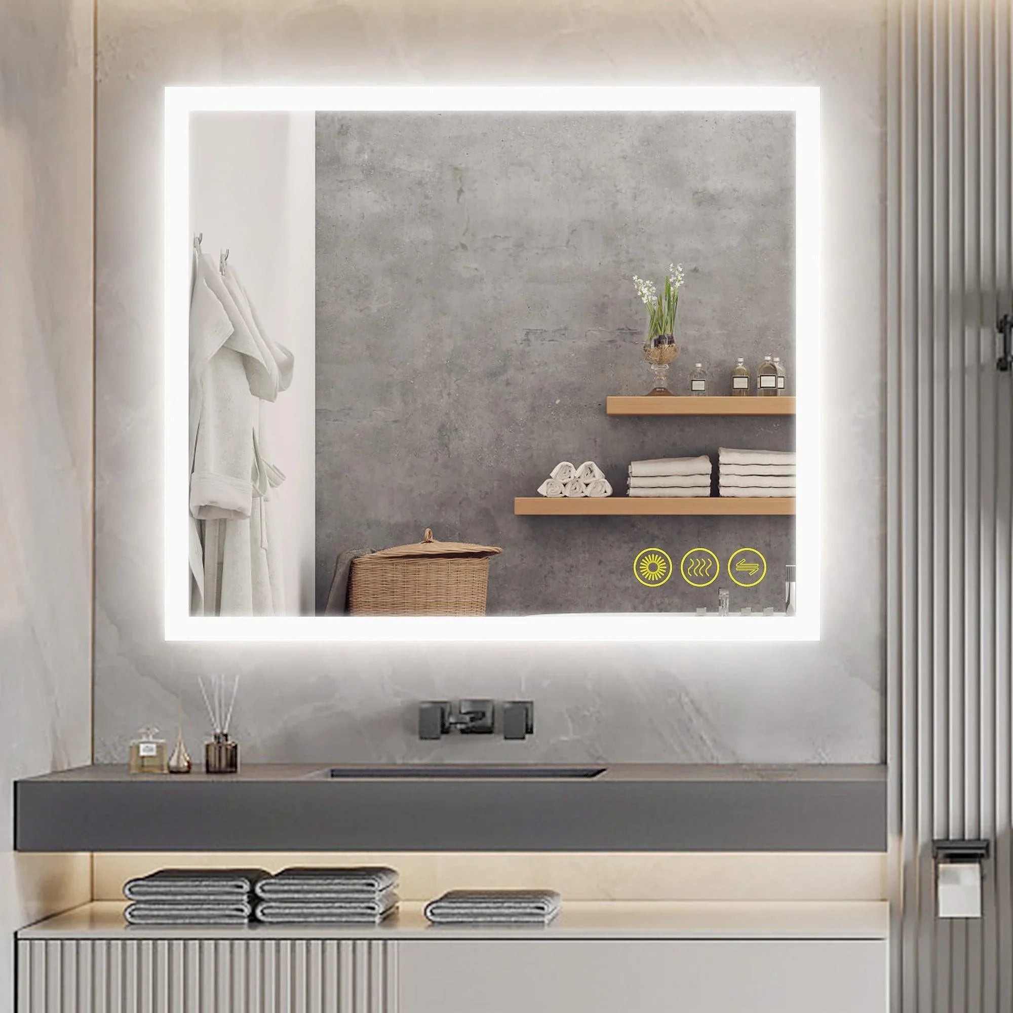SmartGlow Dimmable LED Frameless Anti-Fog Bathroom Vanity Mirror
