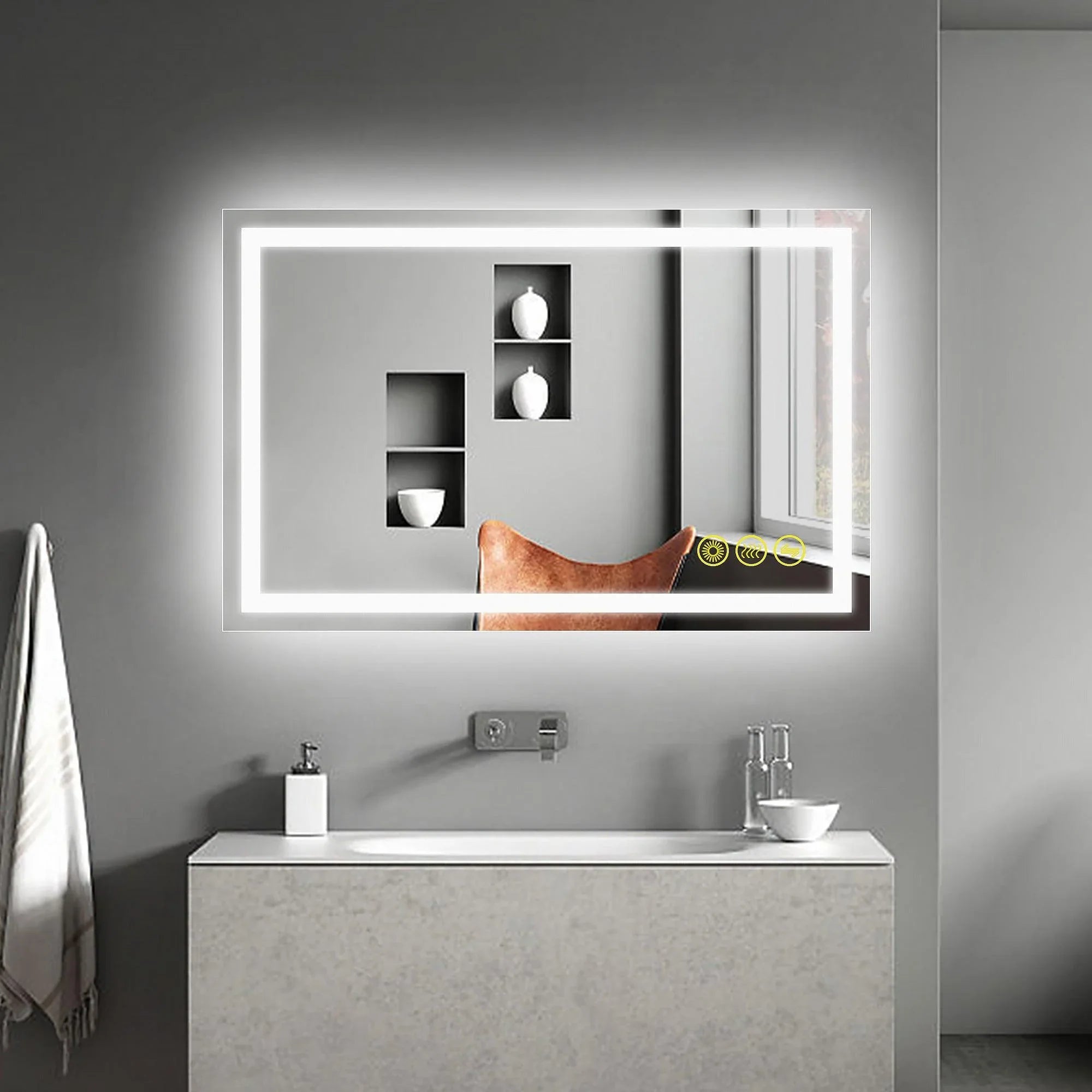 GlareGuard Anti-Fog Bathroom Led Mirror Backlit Illuminated Mirror Touch Switch Dimmable