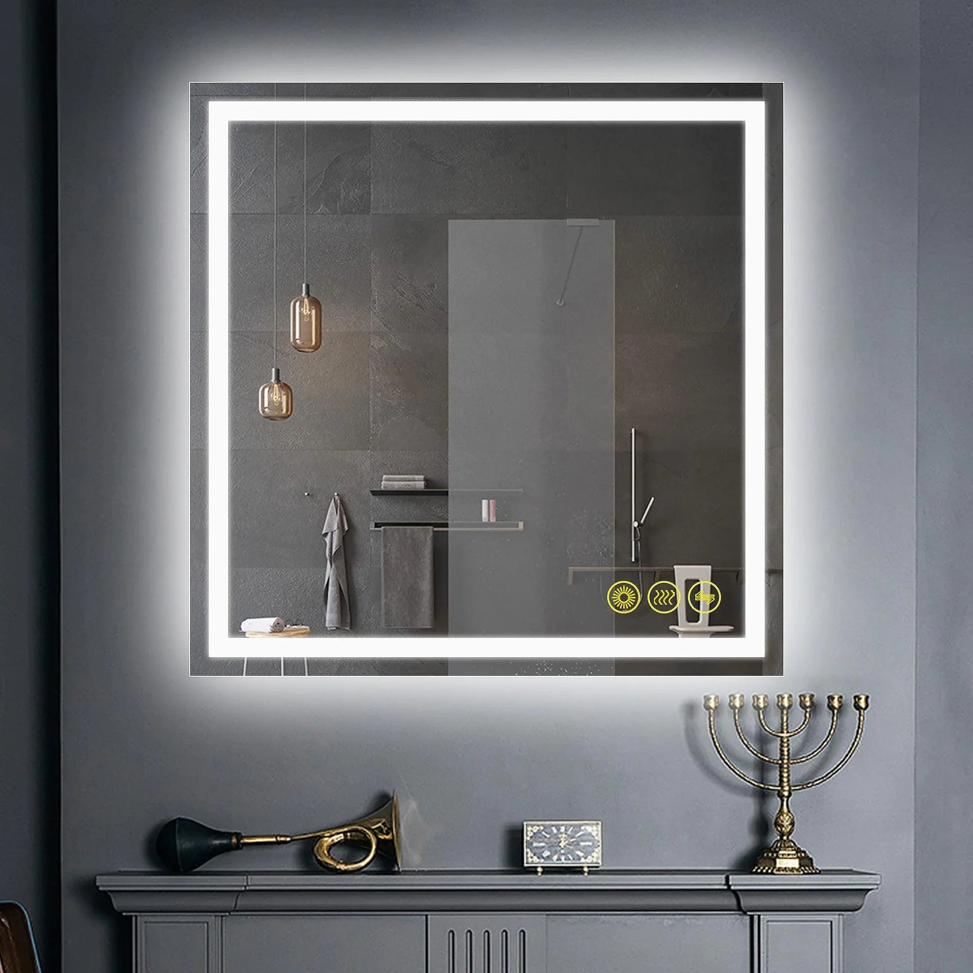 GlareGuard Anti-Fog Bathroom Led Mirror Backlit Illuminated Mirror Touch Switch Dimmable