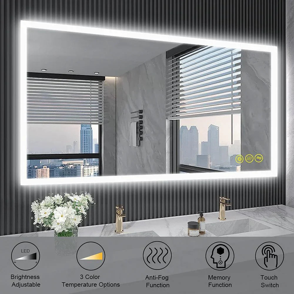 SmartGlow Dimmable LED Frameless Anti-Fog Bathroom Vanity Mirror