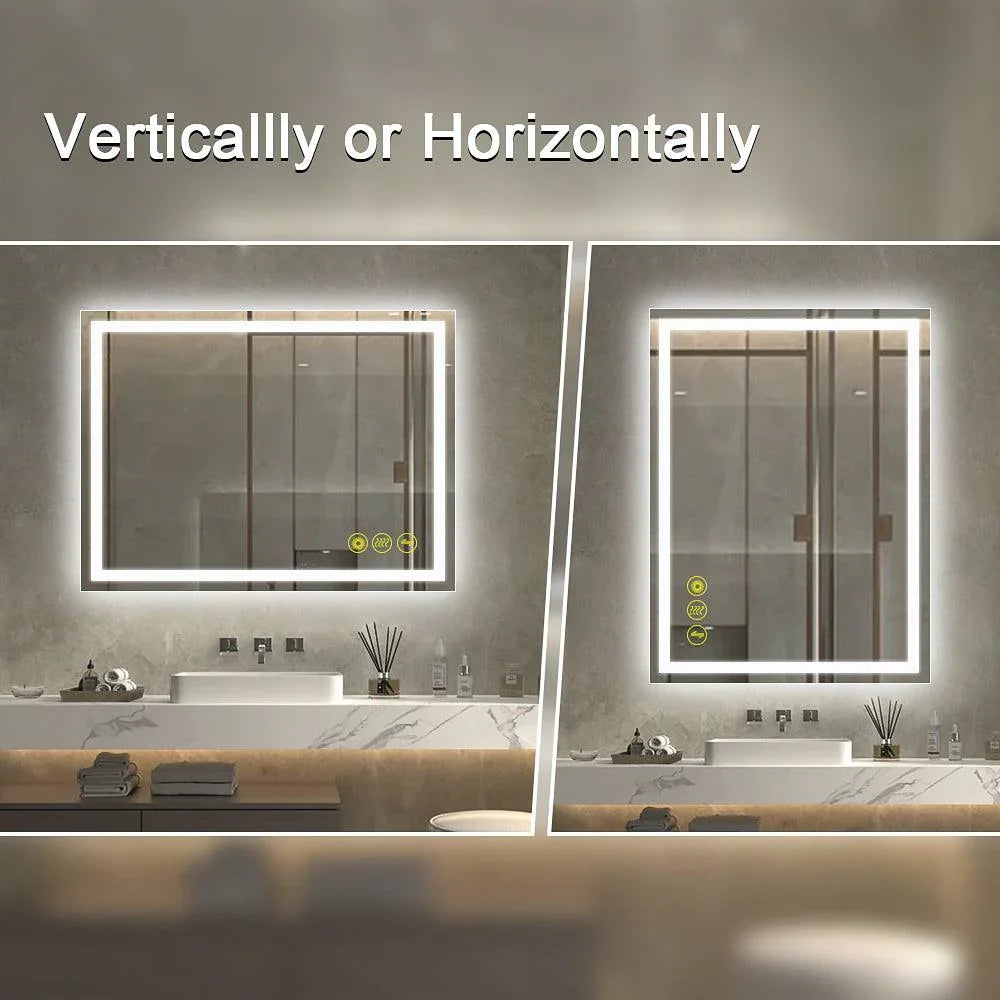 GlareGuard Rectangular Anti-Fog Dimmable Backlit LED Bathroom Vanity Mirror