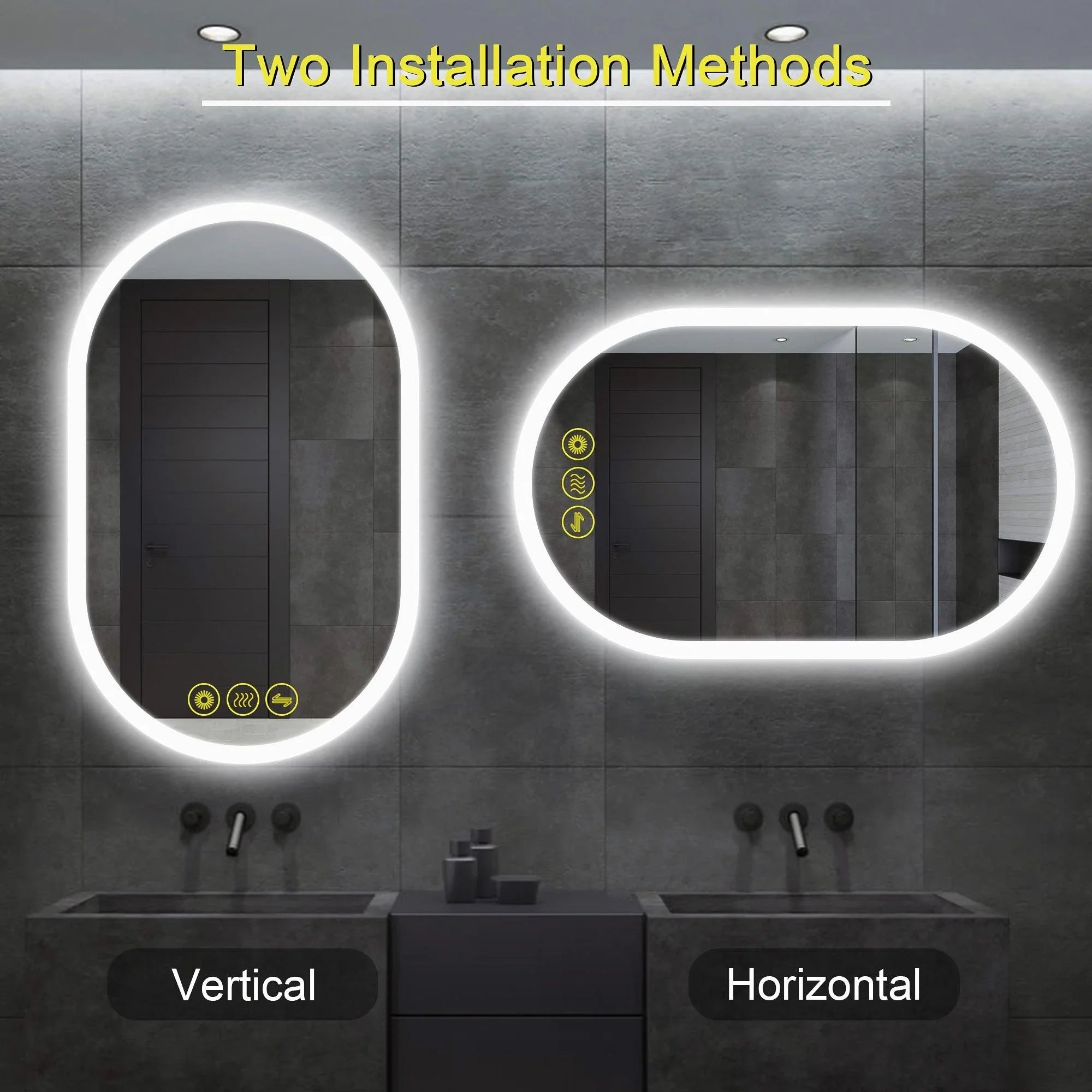 BrightView Oval Frameless LED Anti-Fog Dimmable Bathroom Vanity Mirror