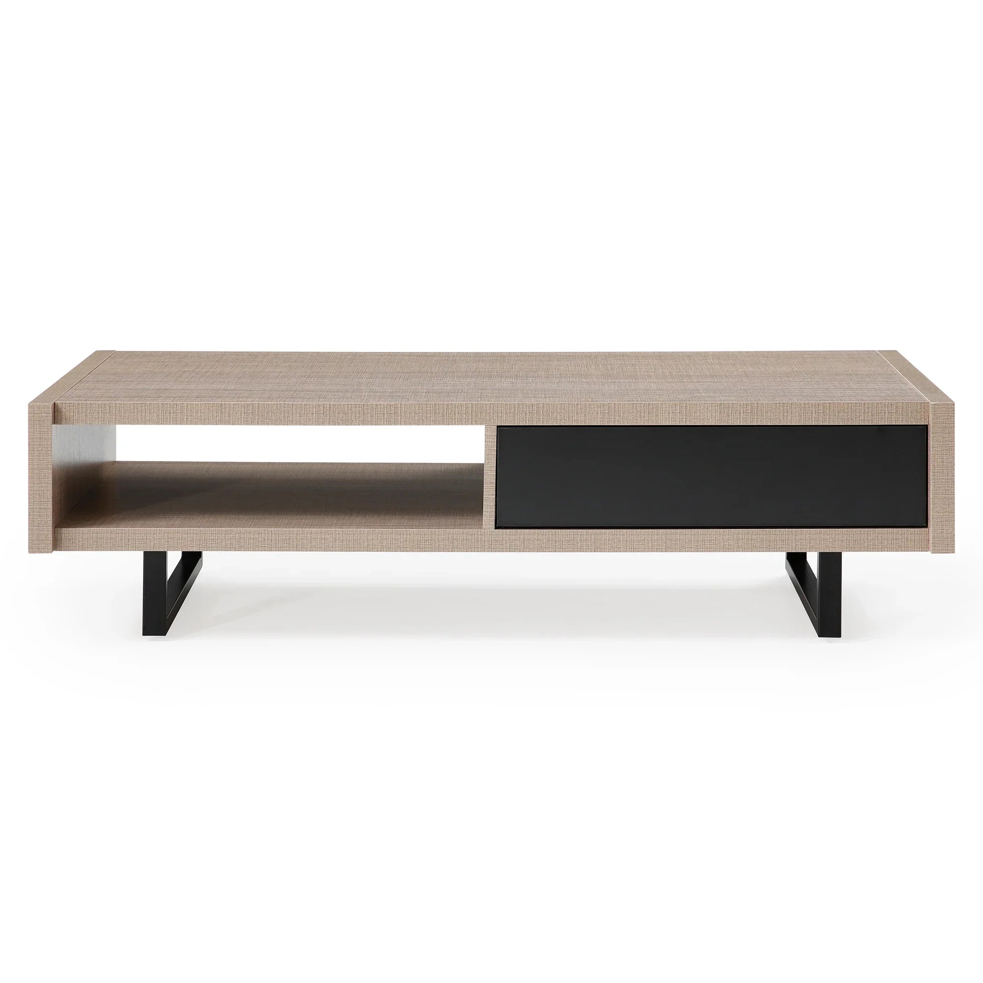 Ash 47" Pine Wood Coffee Table with All-Metal Legs