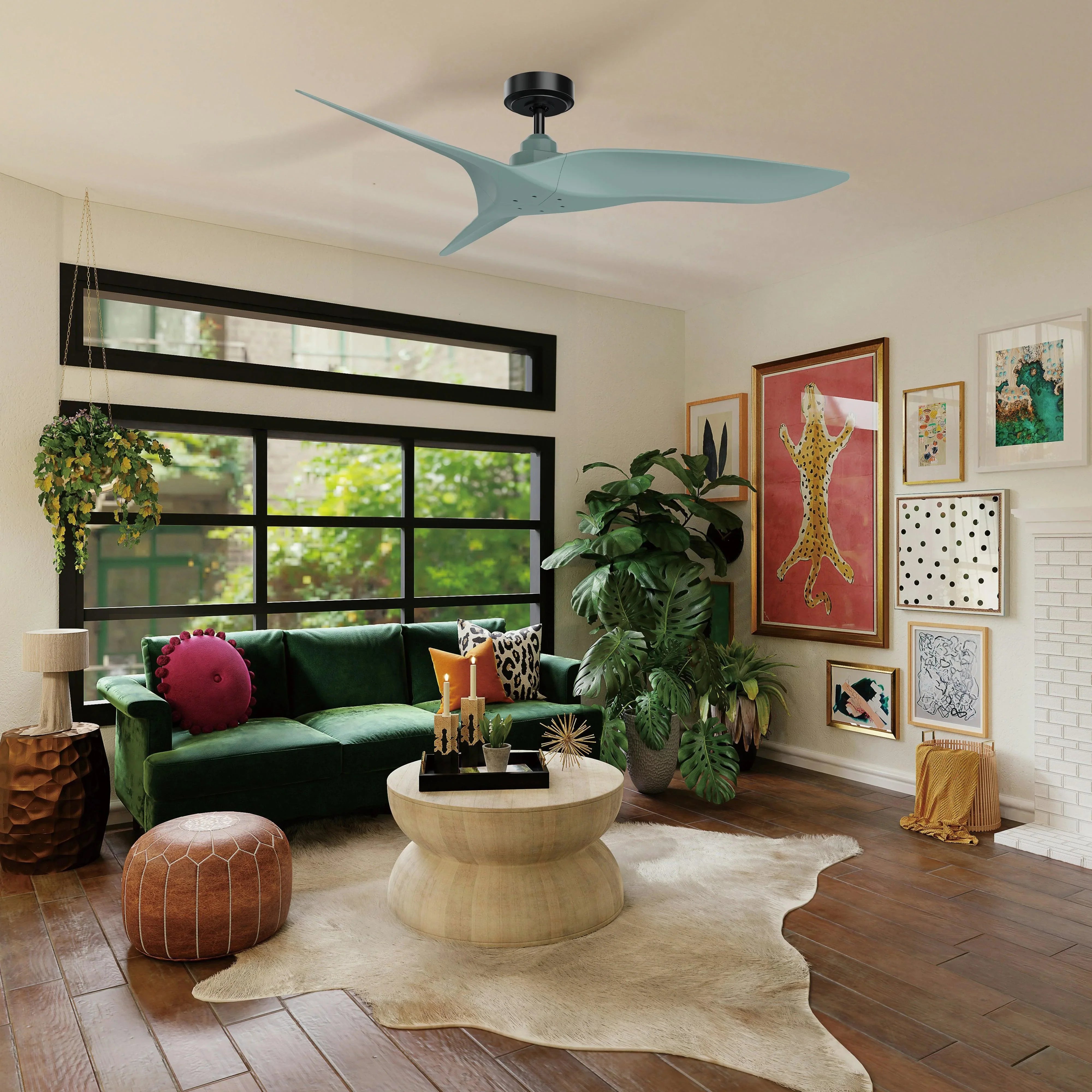 52" Punjab Industrial DC Motor Downrod Mount Reversible Ceiling Fan with Remote Control