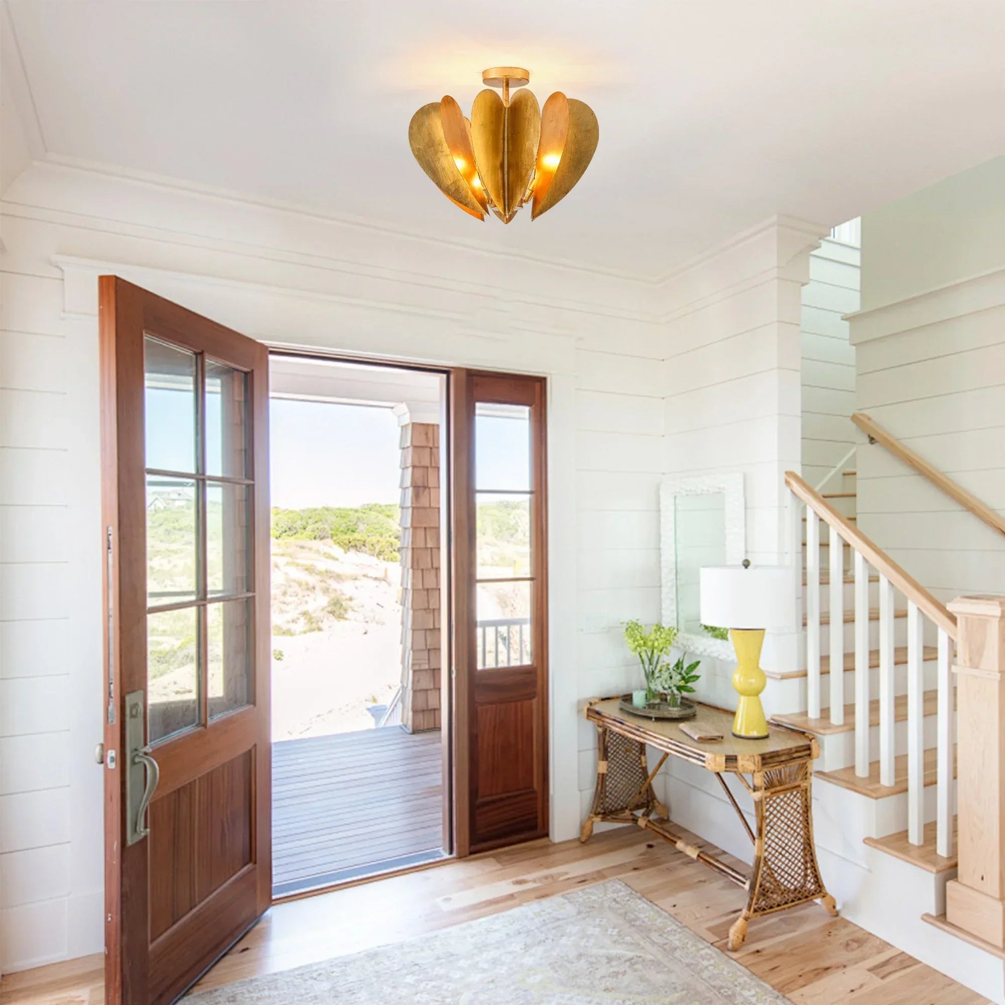Elvira Farmhouse Gold Hexagonal Ceiling Light