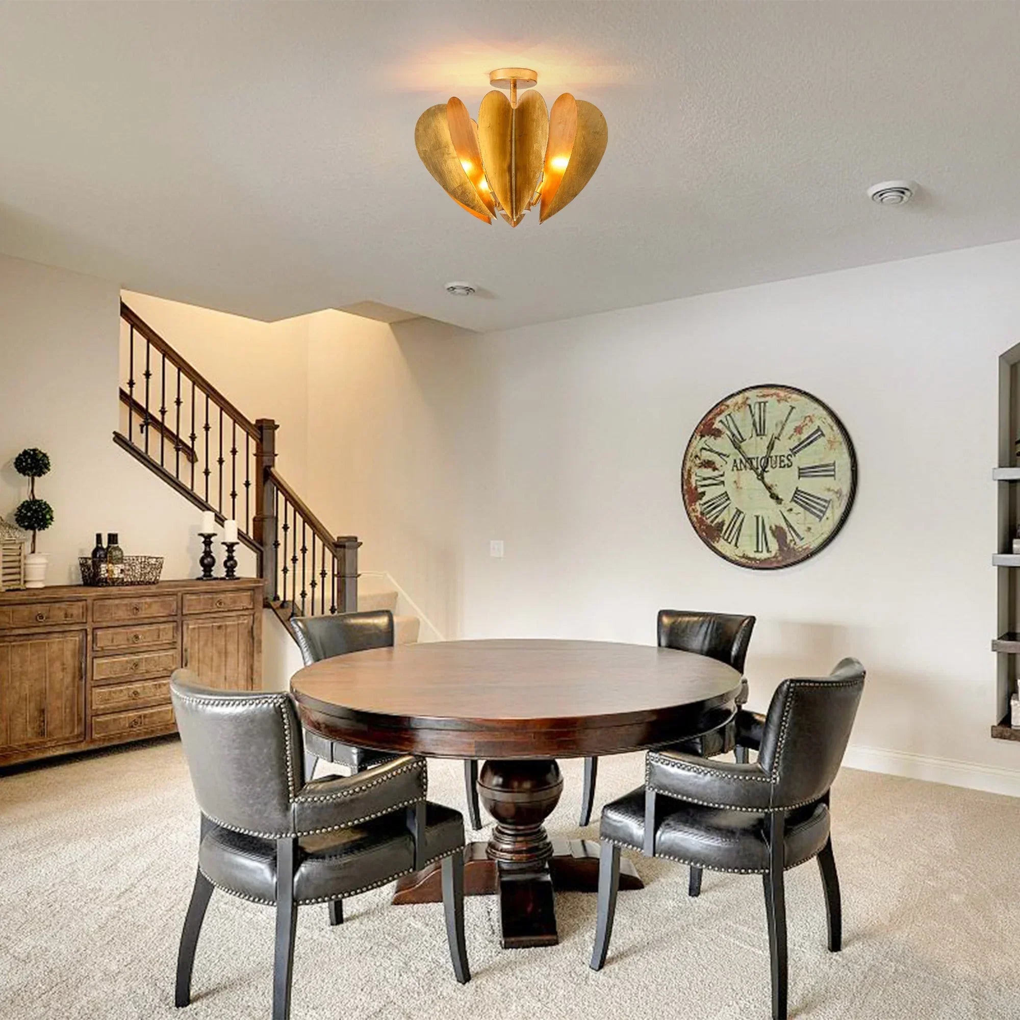 Elvira Farmhouse Gold Hexagonal Ceiling Light
