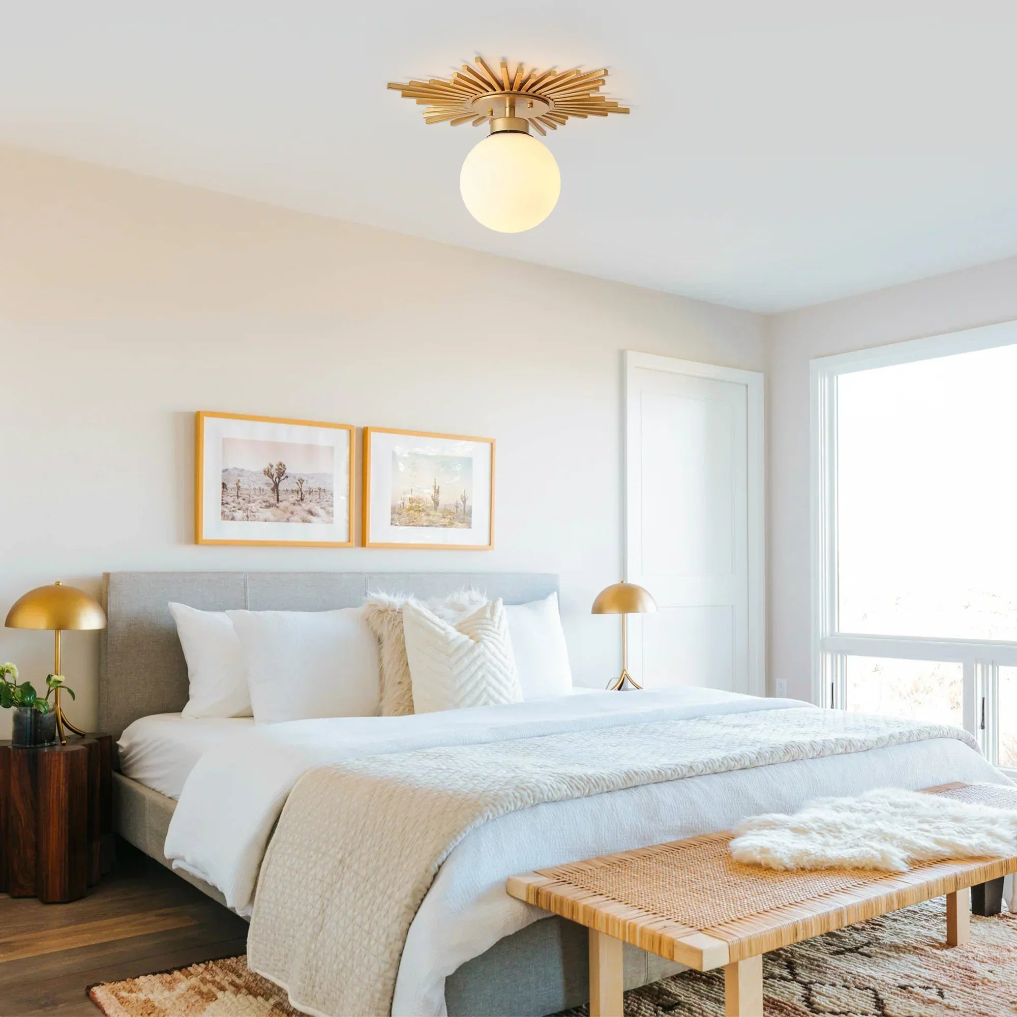 18 Inch Iris 1-Light Golden Semi-Flush Mount Ceiling Light