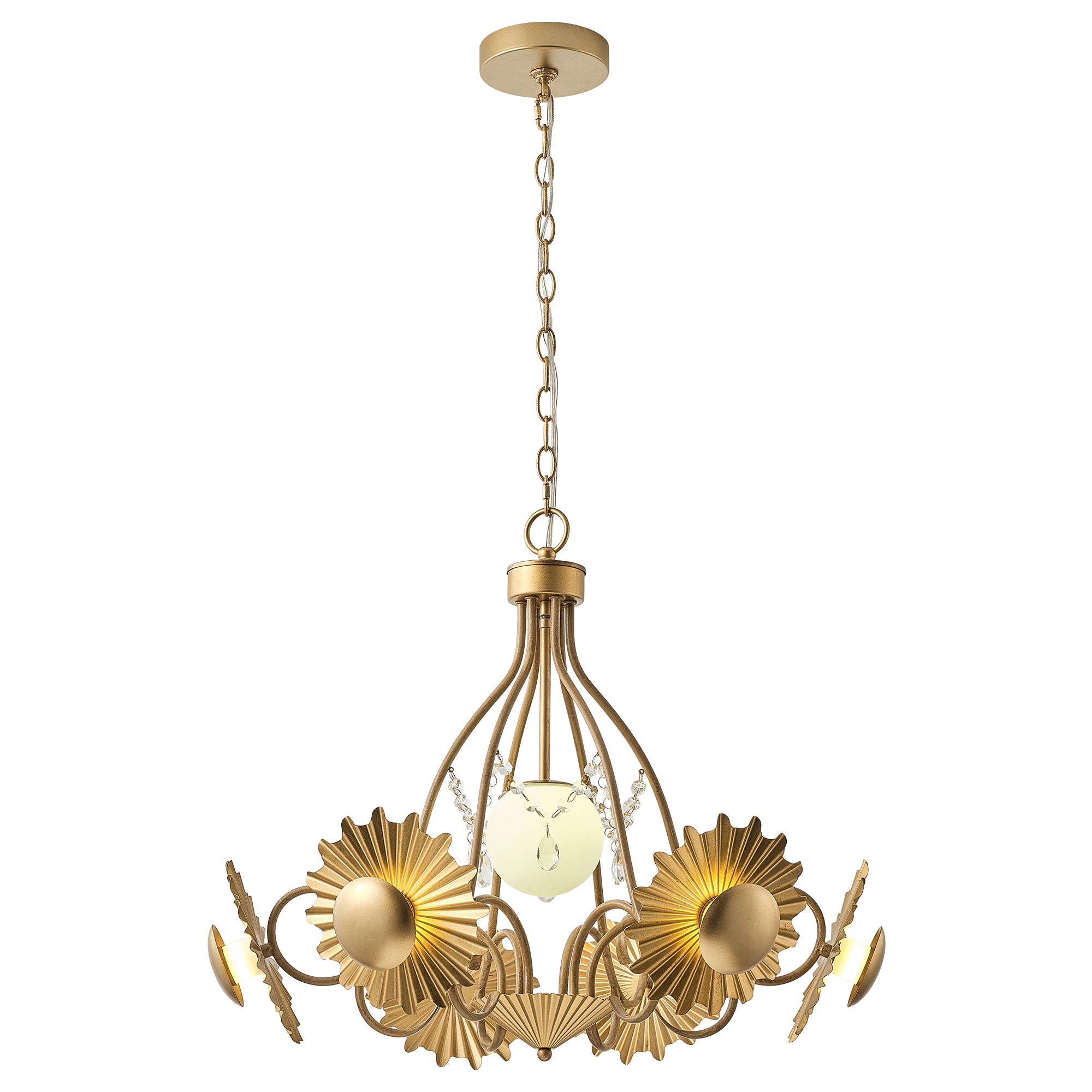 Arvin 7-Light Golden Botanical Flower Petal Chandelier