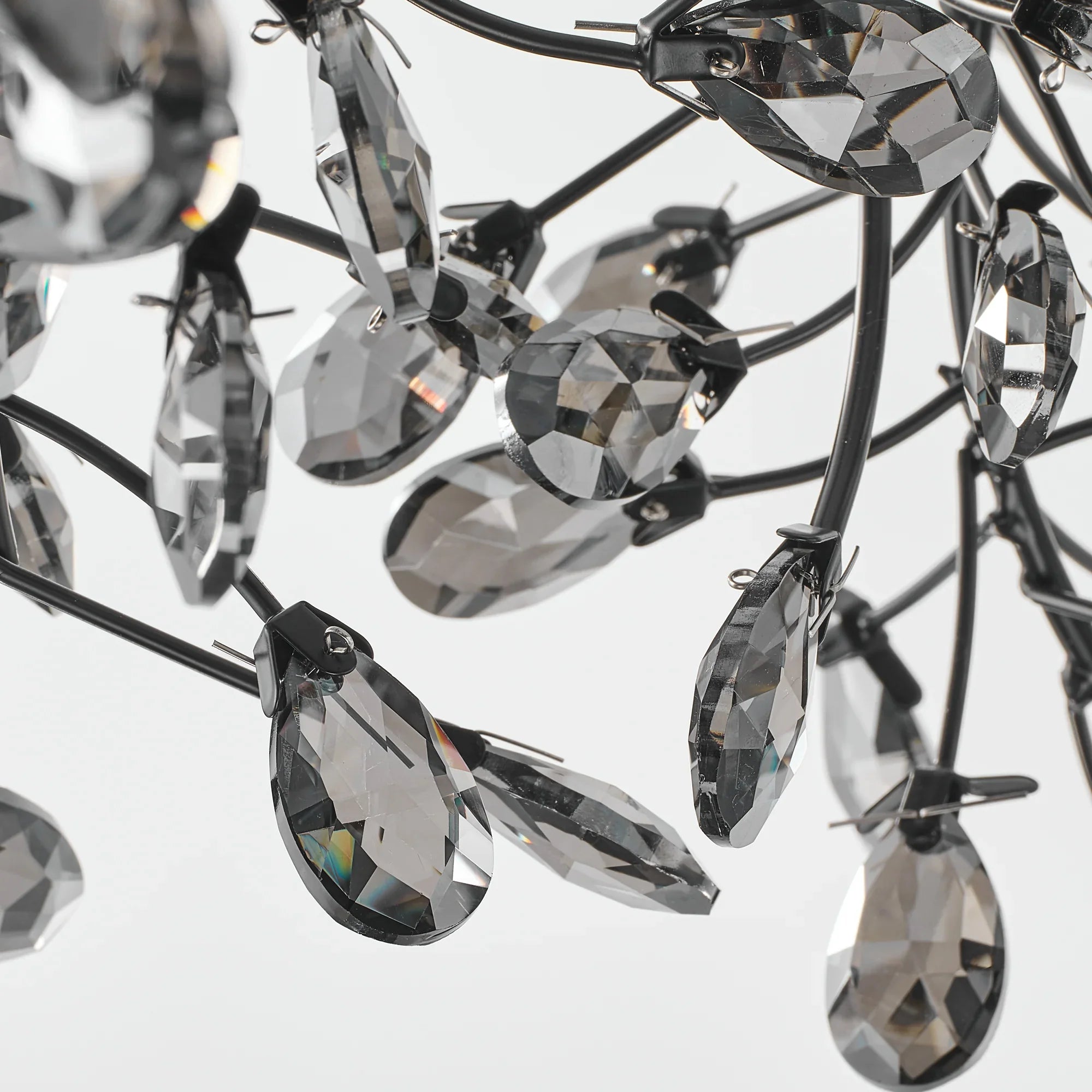 31 Inch Saxon 6-Light Black Crystal Ornament Chandelier