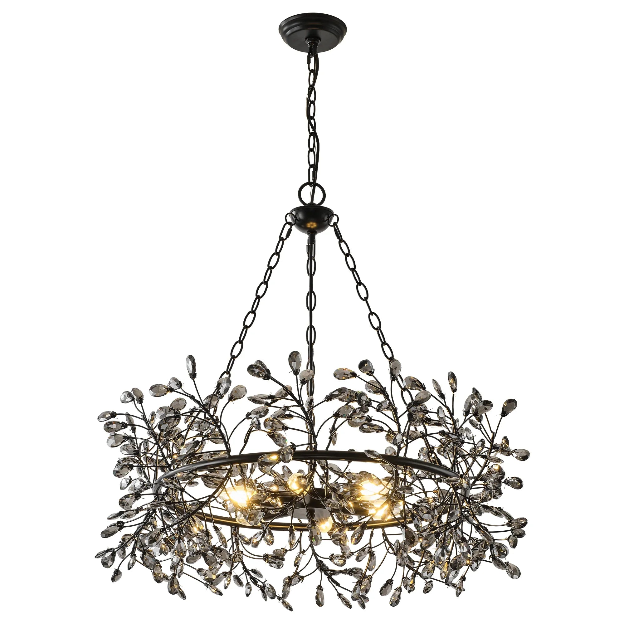 31 Inch Saxon 6-Light Black Crystal Ornament Chandelier