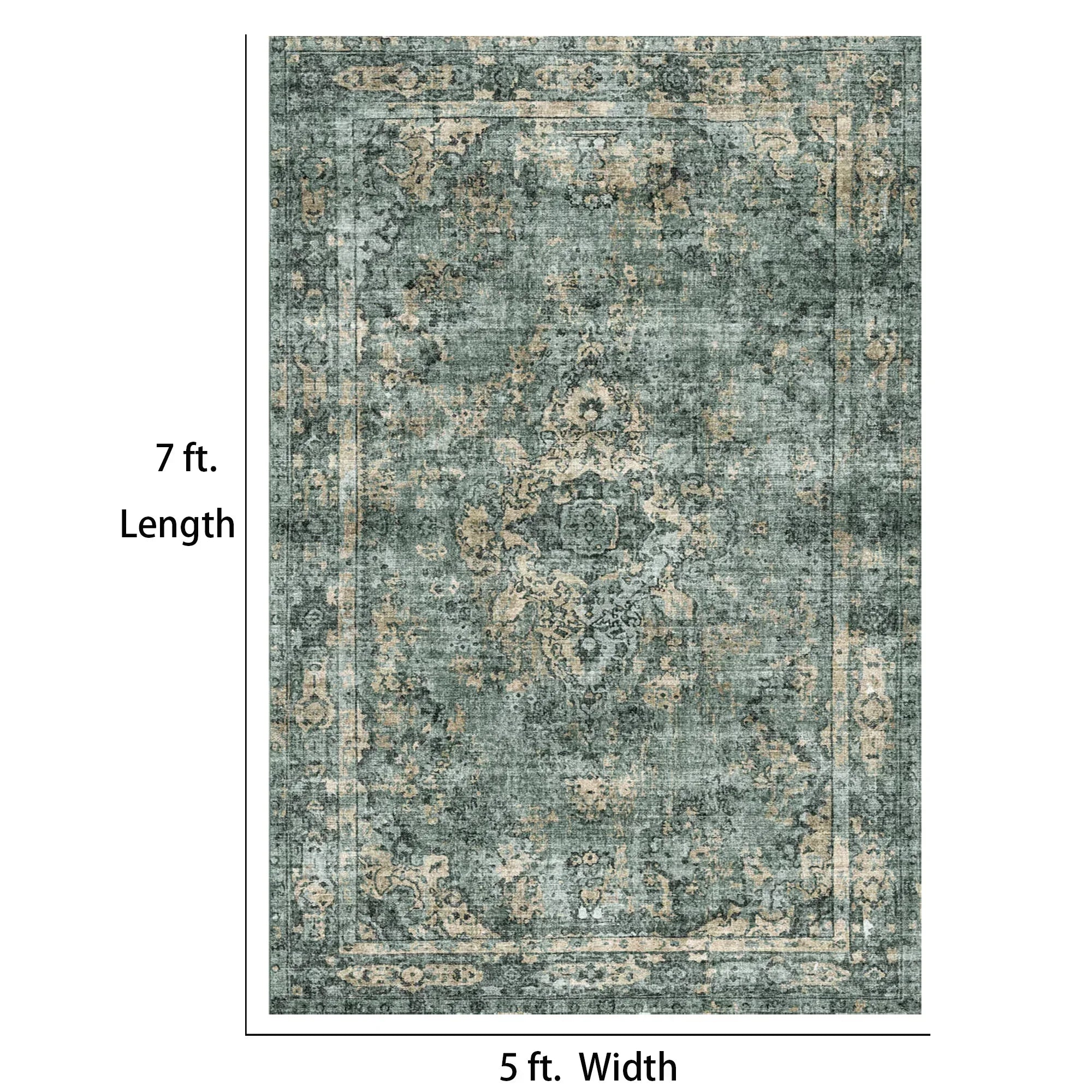 7ft x 5ft Vintage Indoor Non-Slip Washable Large Area Rugs for Bedroom Living Room