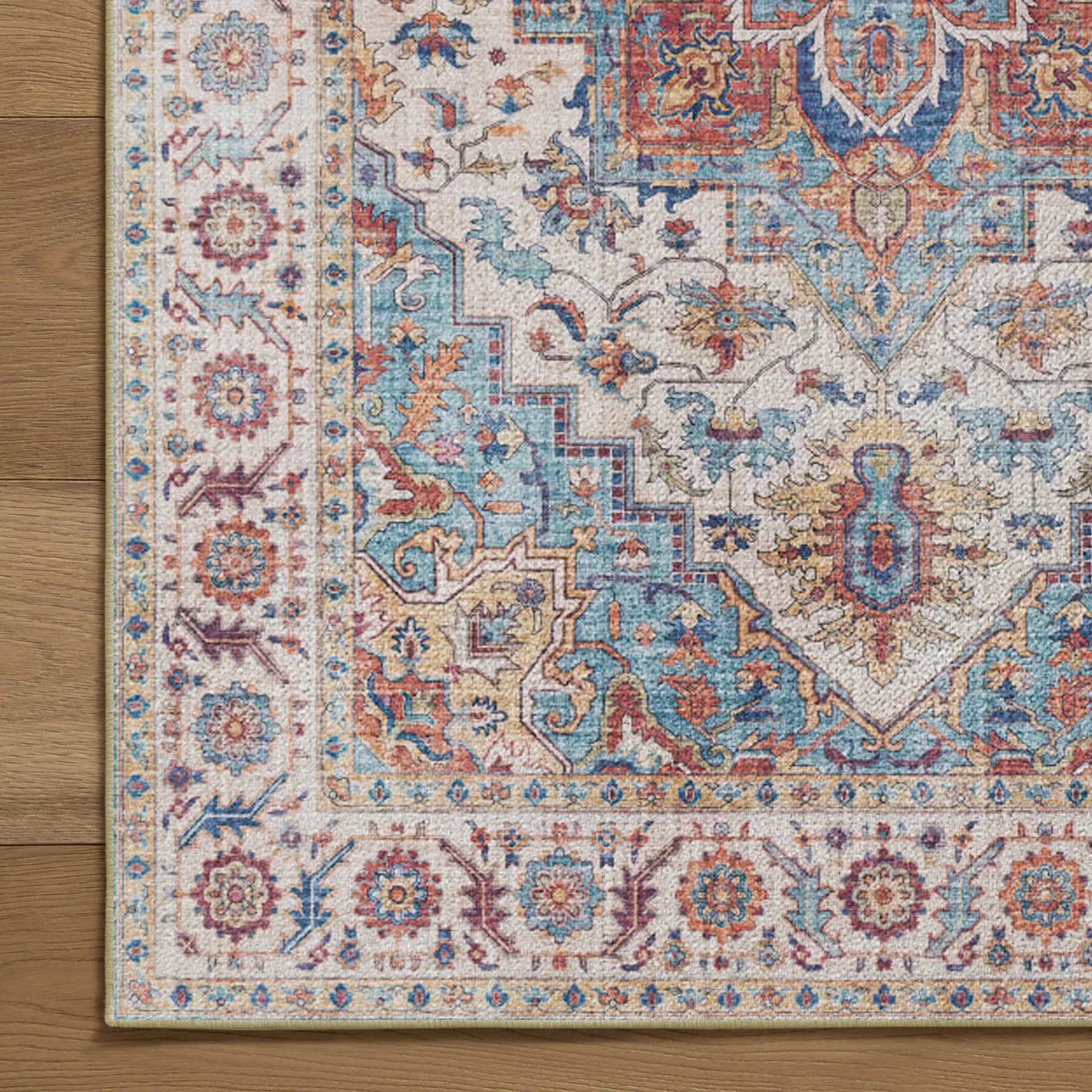 7ft x 5ft Vintage Indoor Non-Slip Washable Large Area Rugs for Bedroom Living Room