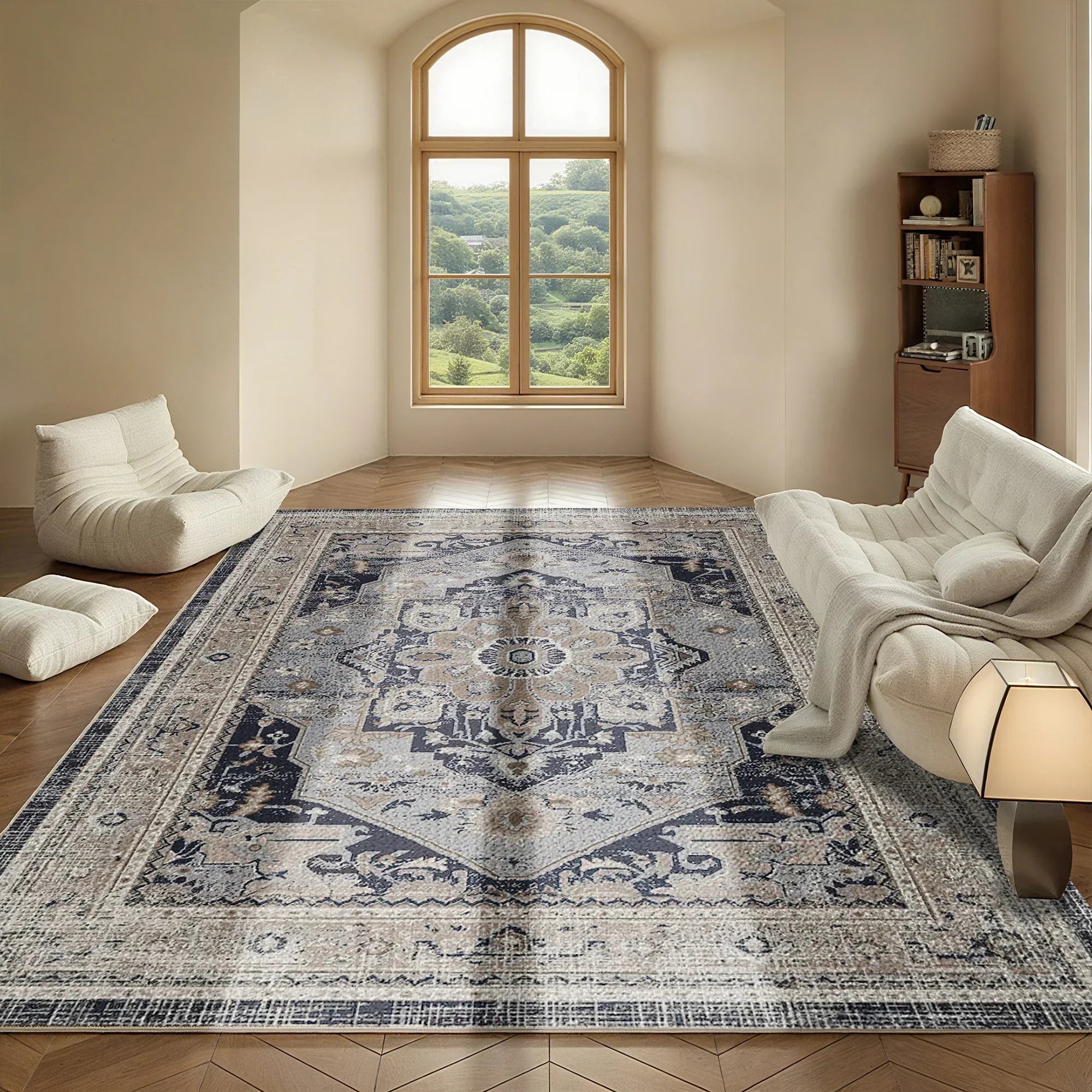 7ft x 5ft Vintage Indoor Non-Slip Washable Large Area Rugs for Bedroom Living Room