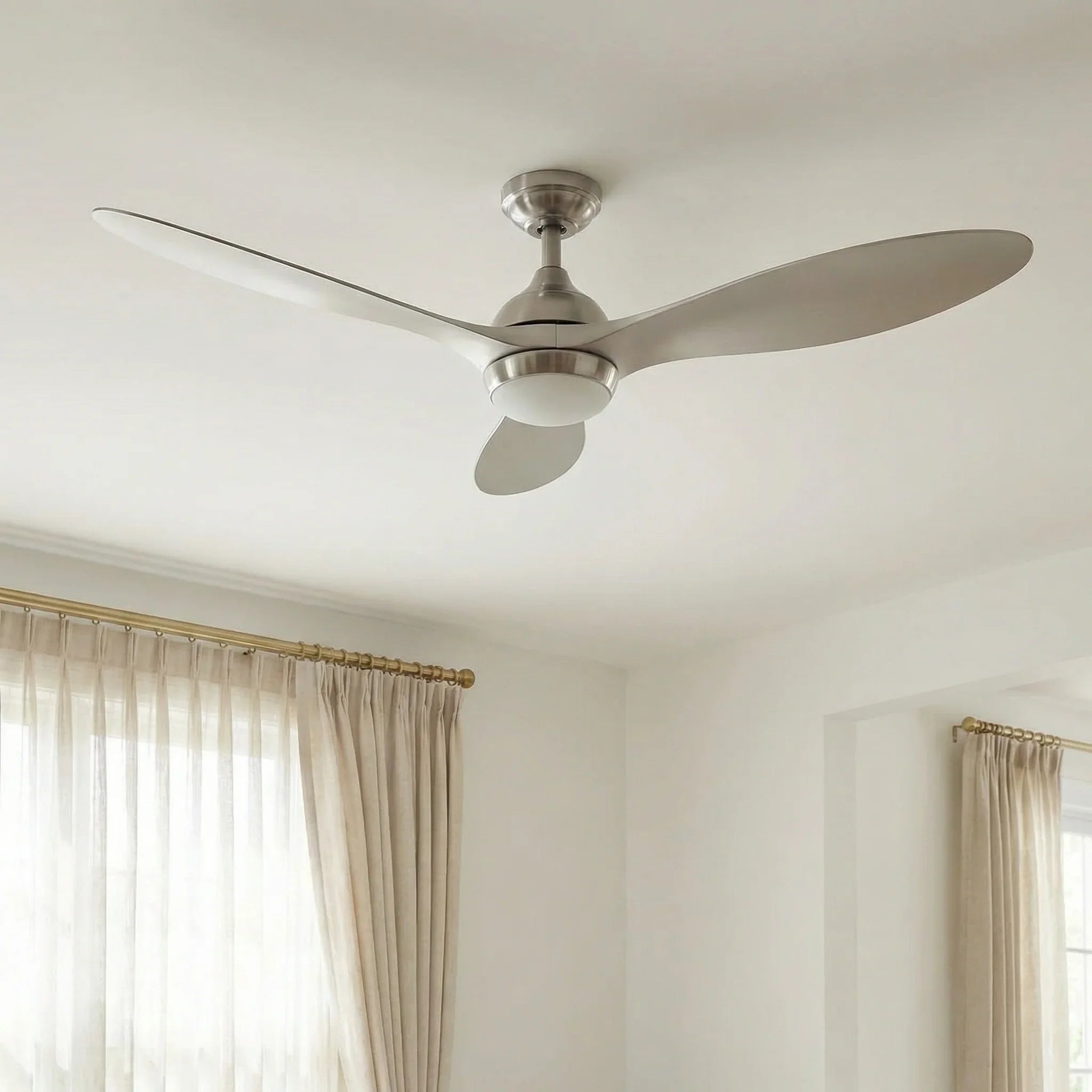 56" Bernardino Indoor Brushed Nickel Downrod Mount Chandelier Ceiling Fan with Light Kit And Remote Control