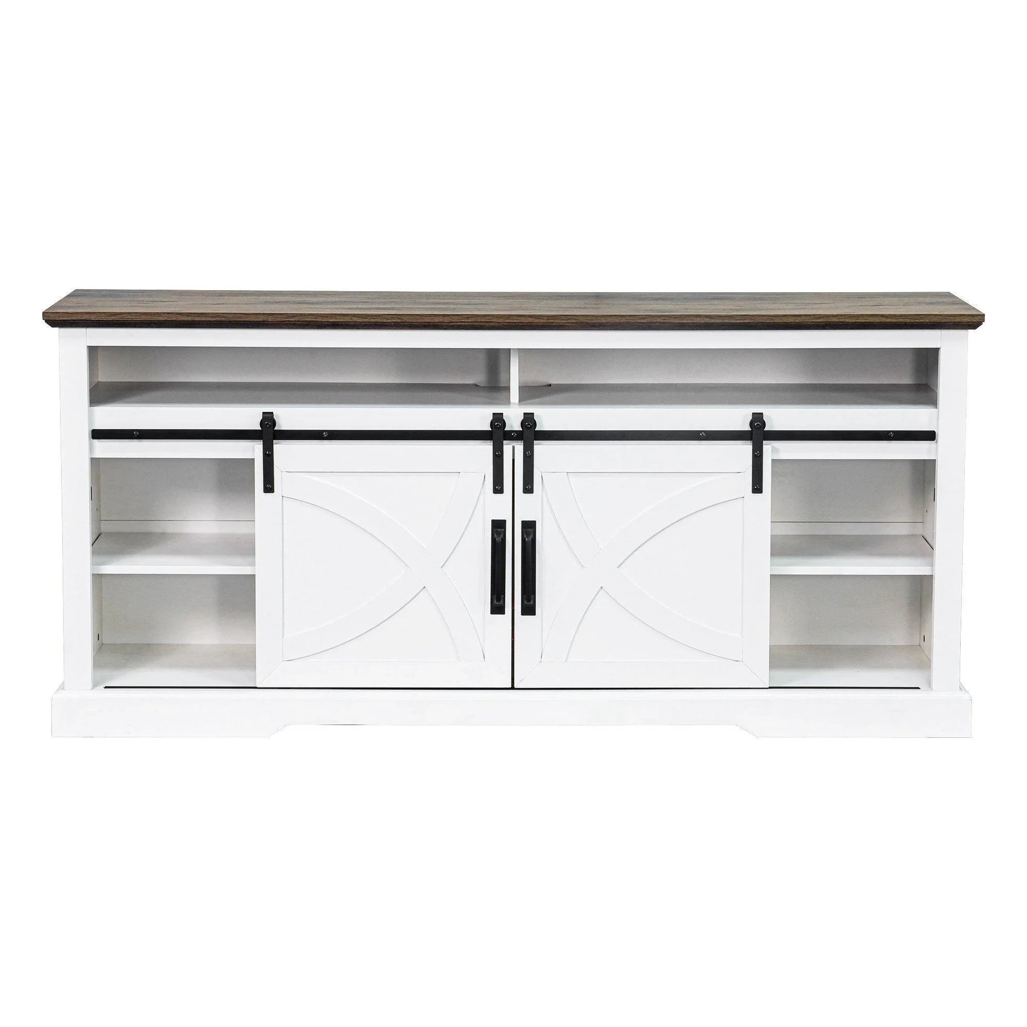 68" Farmhouse TV Stand with 23" Insert Opening Electric Fireplace