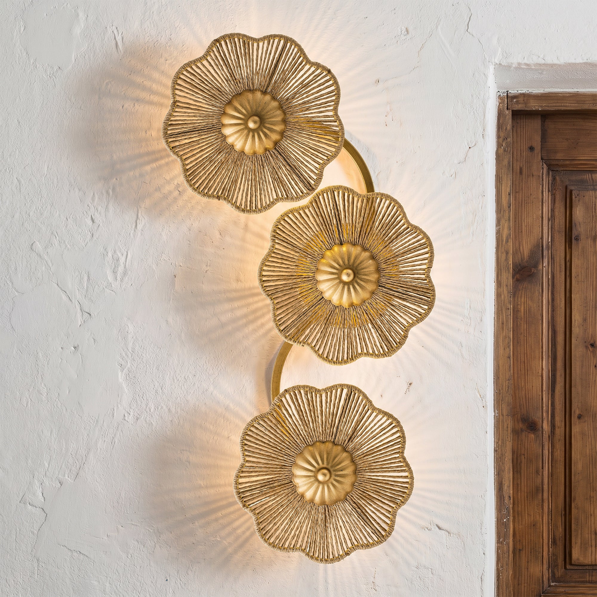 Amos 3-Light Bohemian Golden Wall Sconce Lighting