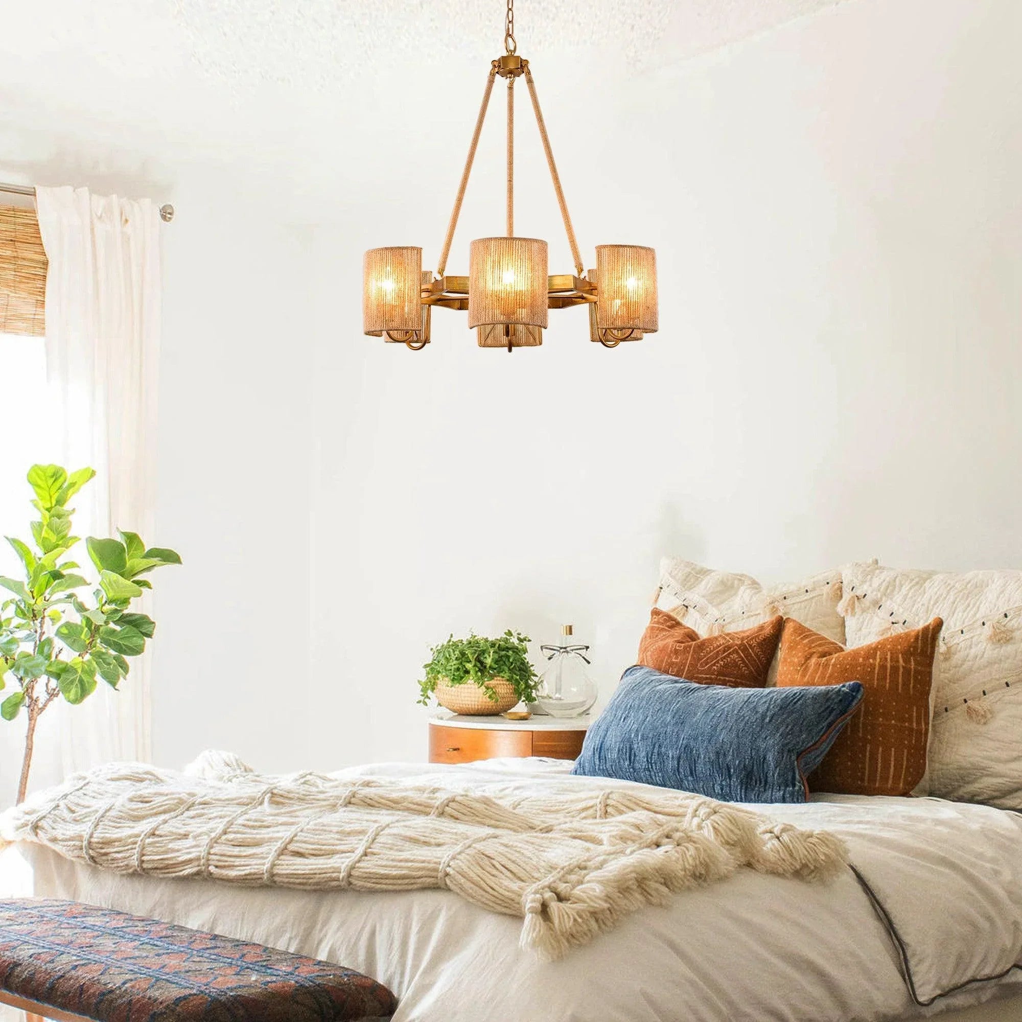 6-Light Farmhouse Bedroom Island Pendant Lighting